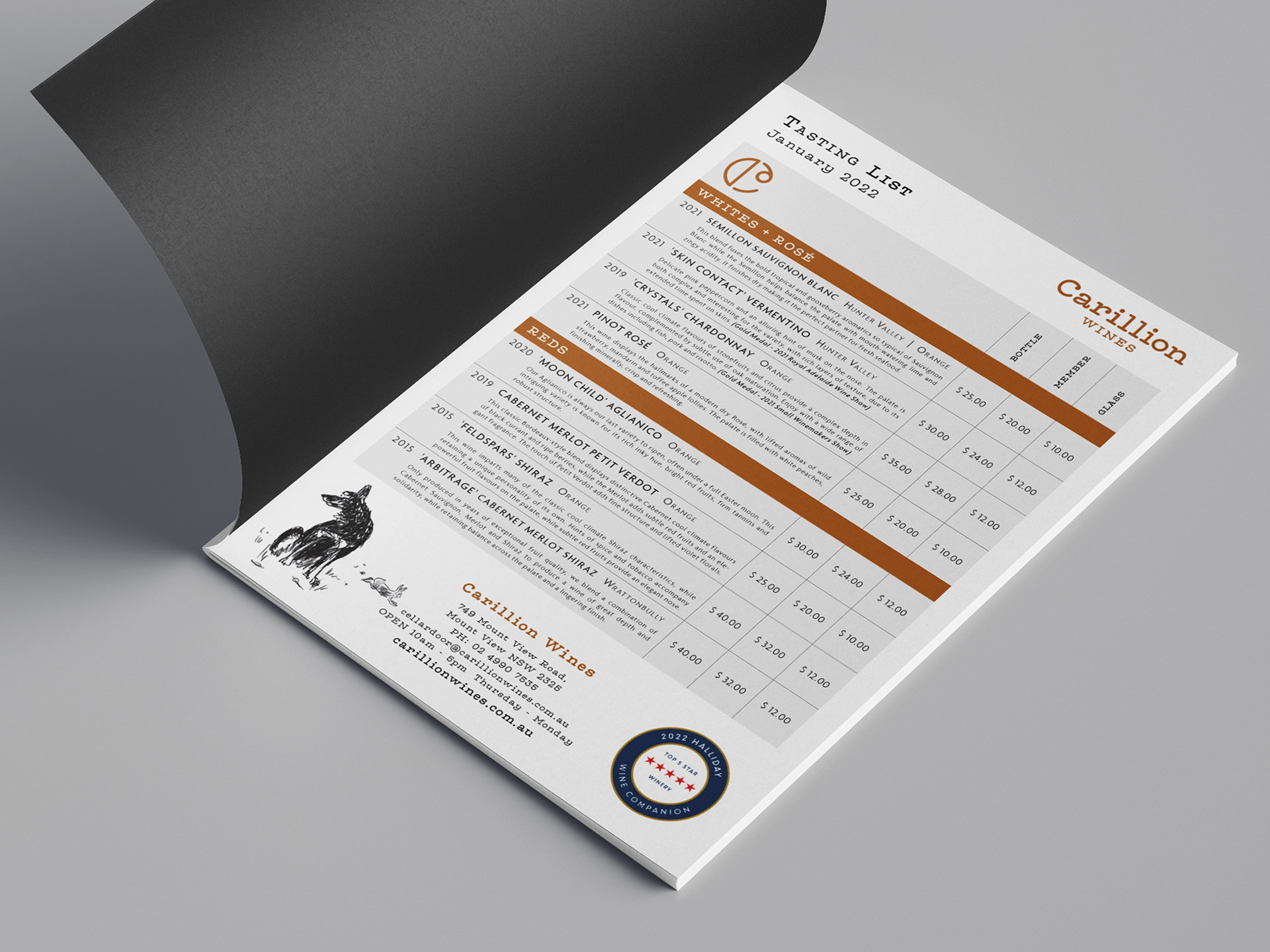 Cellar Door Tasting Folder