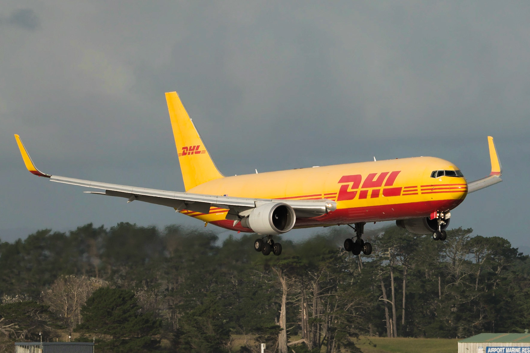 DHL Boeing 767-300ERF arriving in Auckland.