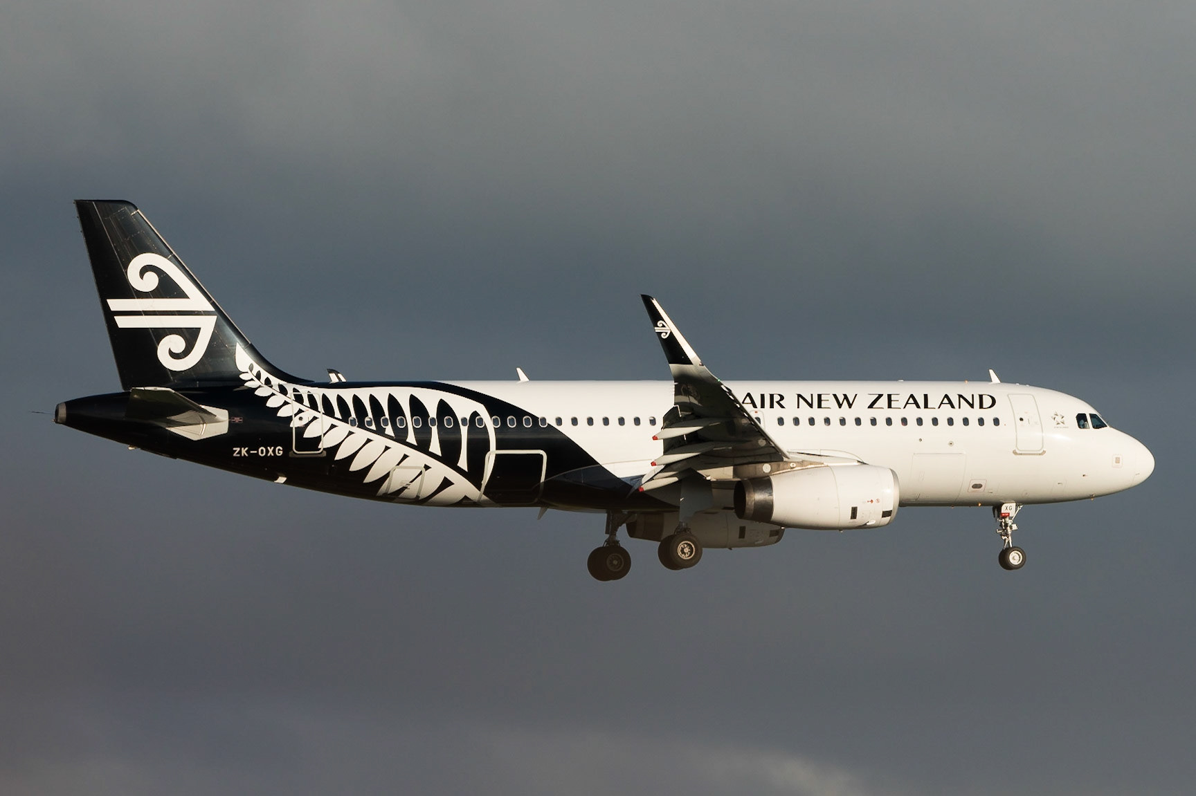 Air New Zealand Airbus A320 ZK-OXG arriving in Auckland.