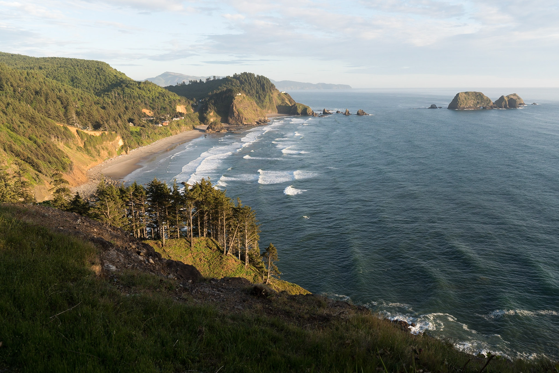 Looking south down the Oregon coast from Cape Meares, west of Tillamook