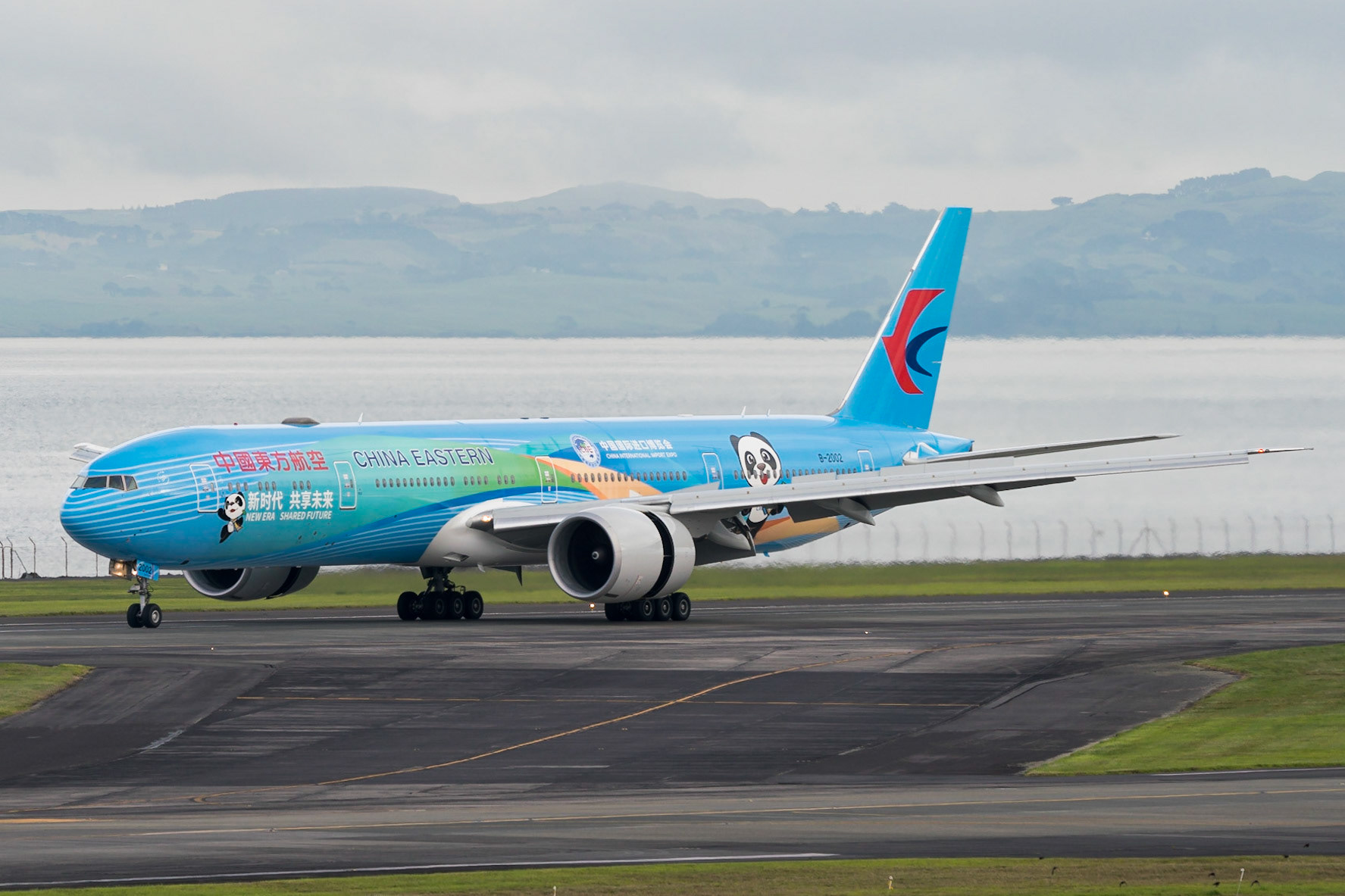 China Eastern Boeing 777-300ER B-2002 wearing the China International Import Expo special livery.