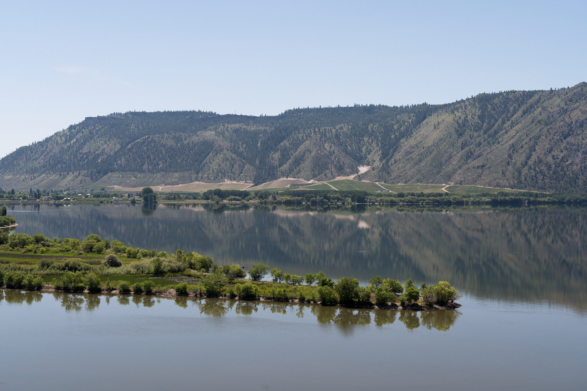 Reflections on Okagnogan River, Washington state.
