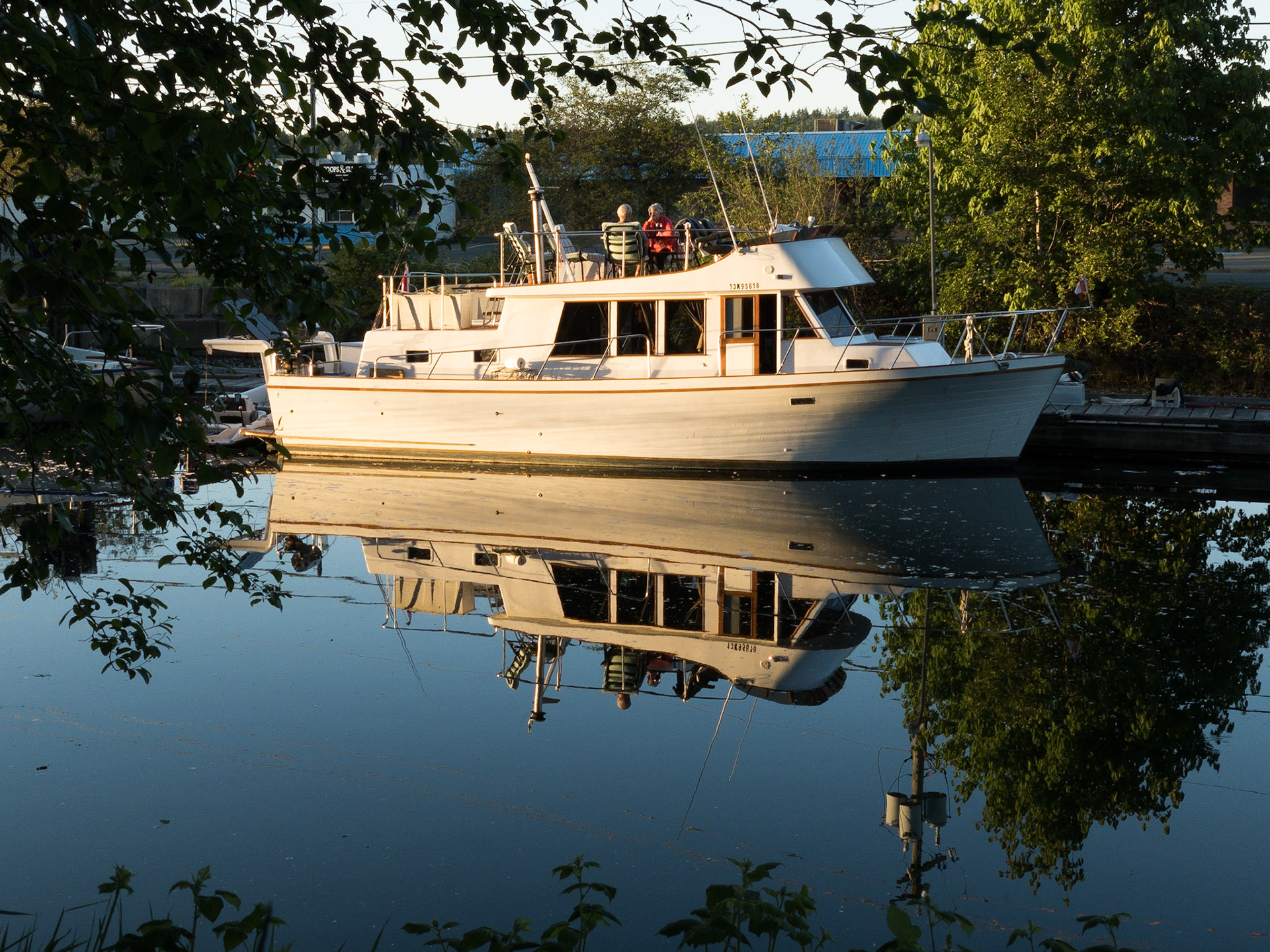 Relaxing on a boat. What a nice evening in Courtenay on Vancouver Island.