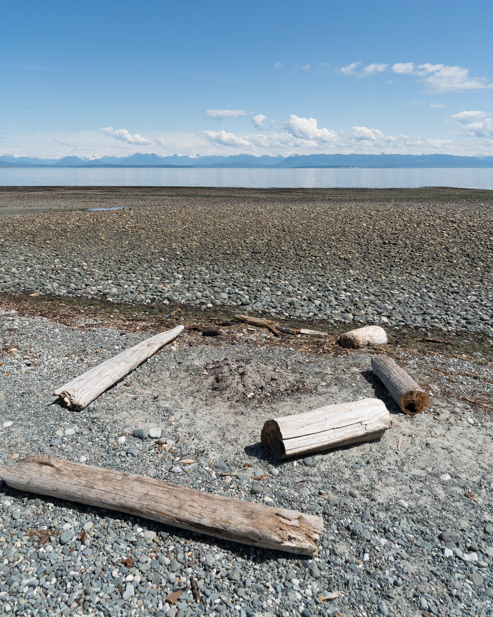 A pebbled beach near Comox, British Columbia.
