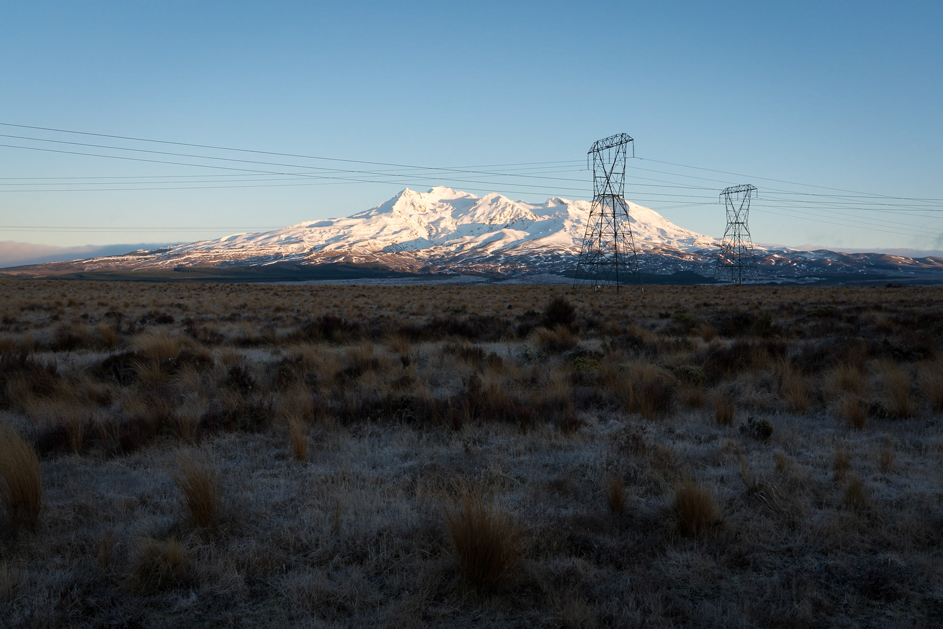 Mount Ruapehu on a cold and crisp morning.