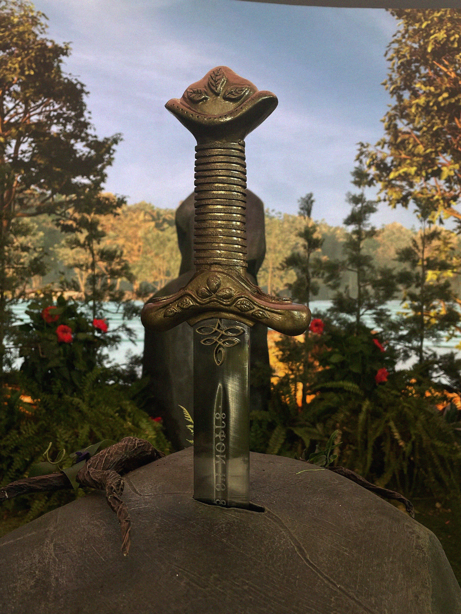 Excalibur - Carbon Steel Engraved Blade, Epoxy Clay Molding, Resin Coat, and Paint