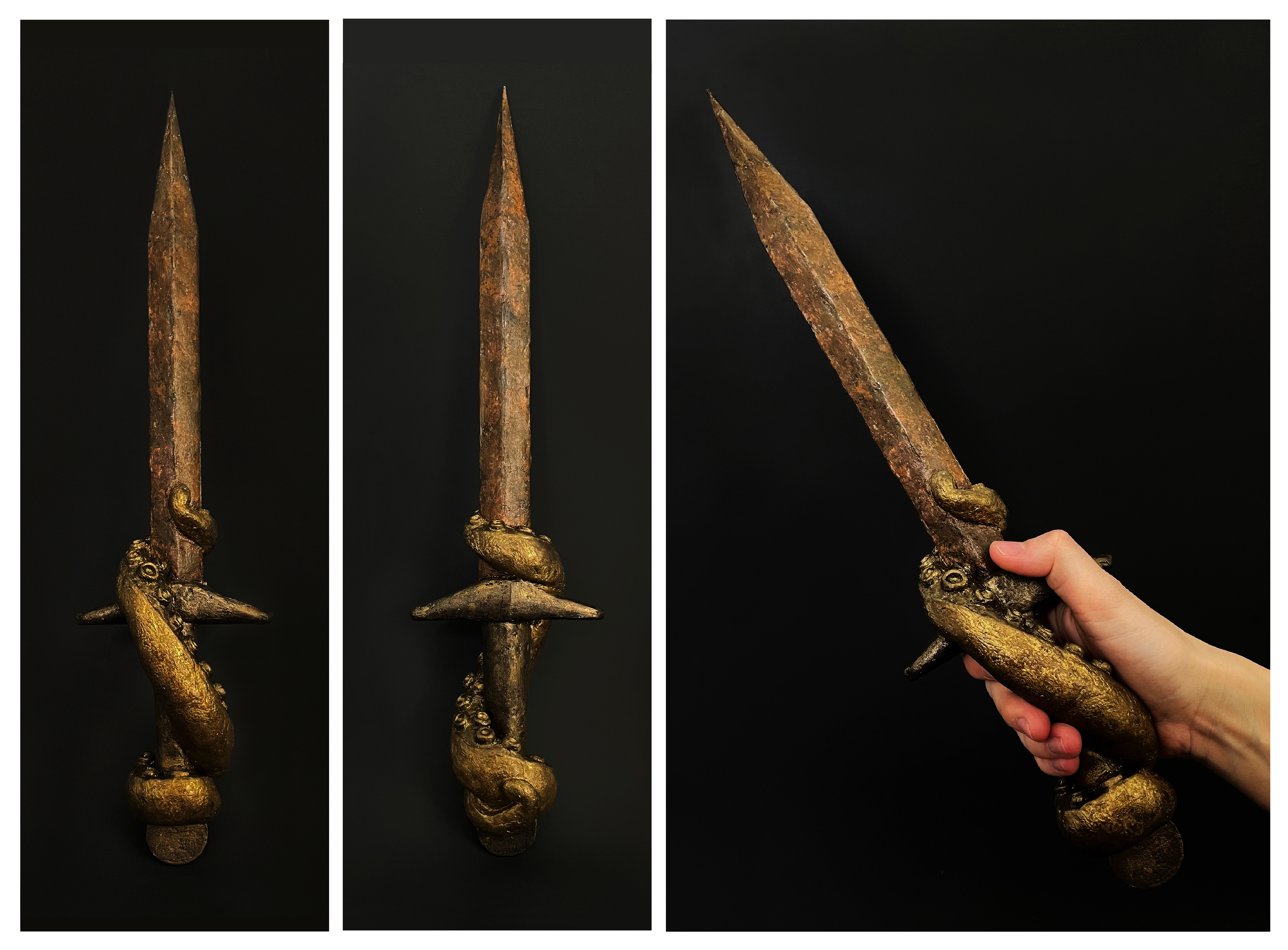 Octopus Dagger - Wood Core, Polyurethane Foam, Clay, and Paint.