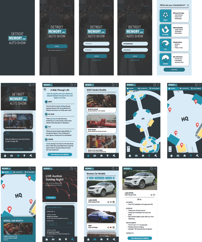 MemoryLane Hypothetical App Prototype | Figma, Adobe Illustrator