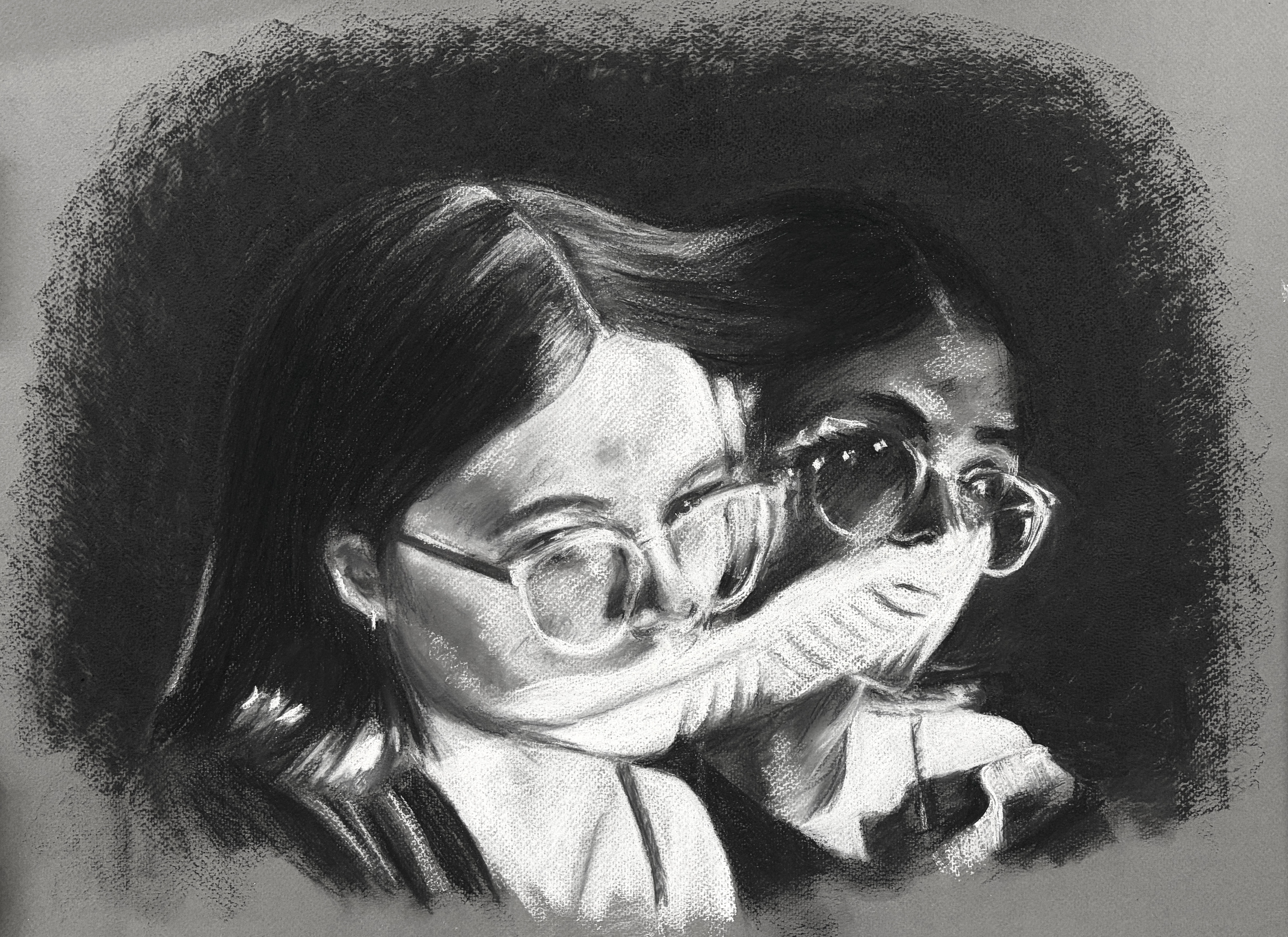 Altered Self Portrait | 2025 | Charcoal, White Conte