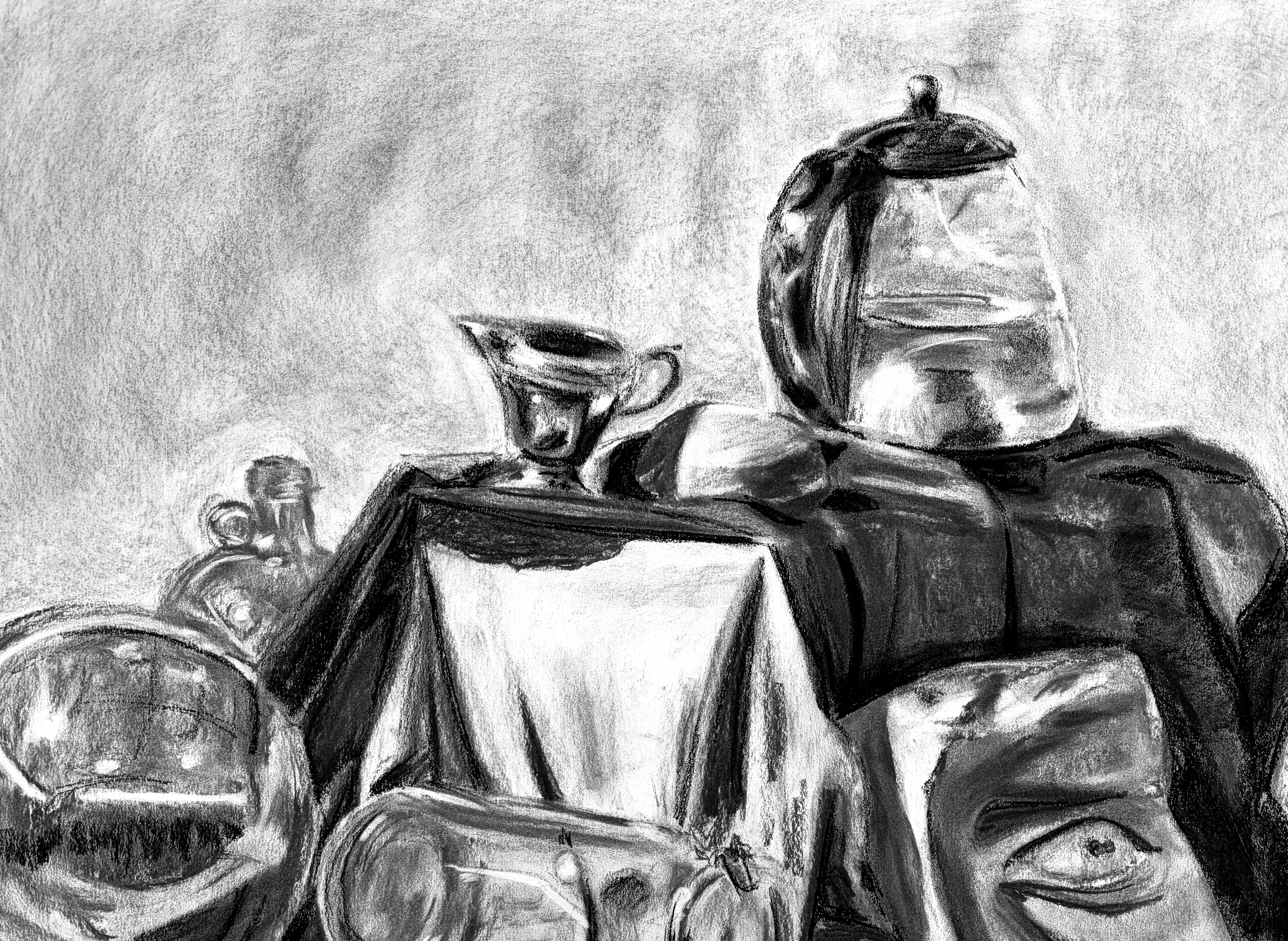 Shaded Glass Still Life | 2025 | Charcoal