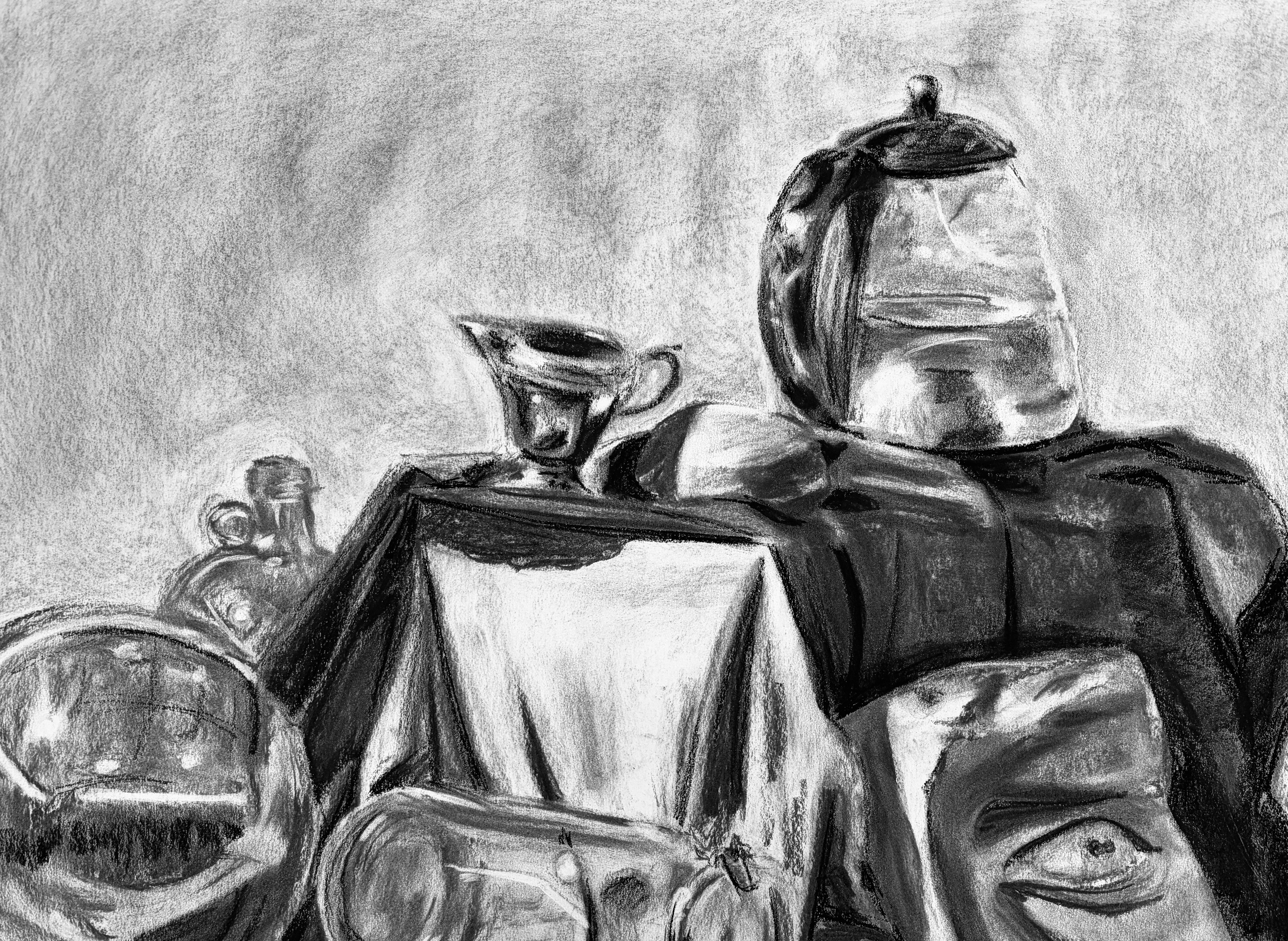 Shaded Glass Still Life | 2025 | Charcoal