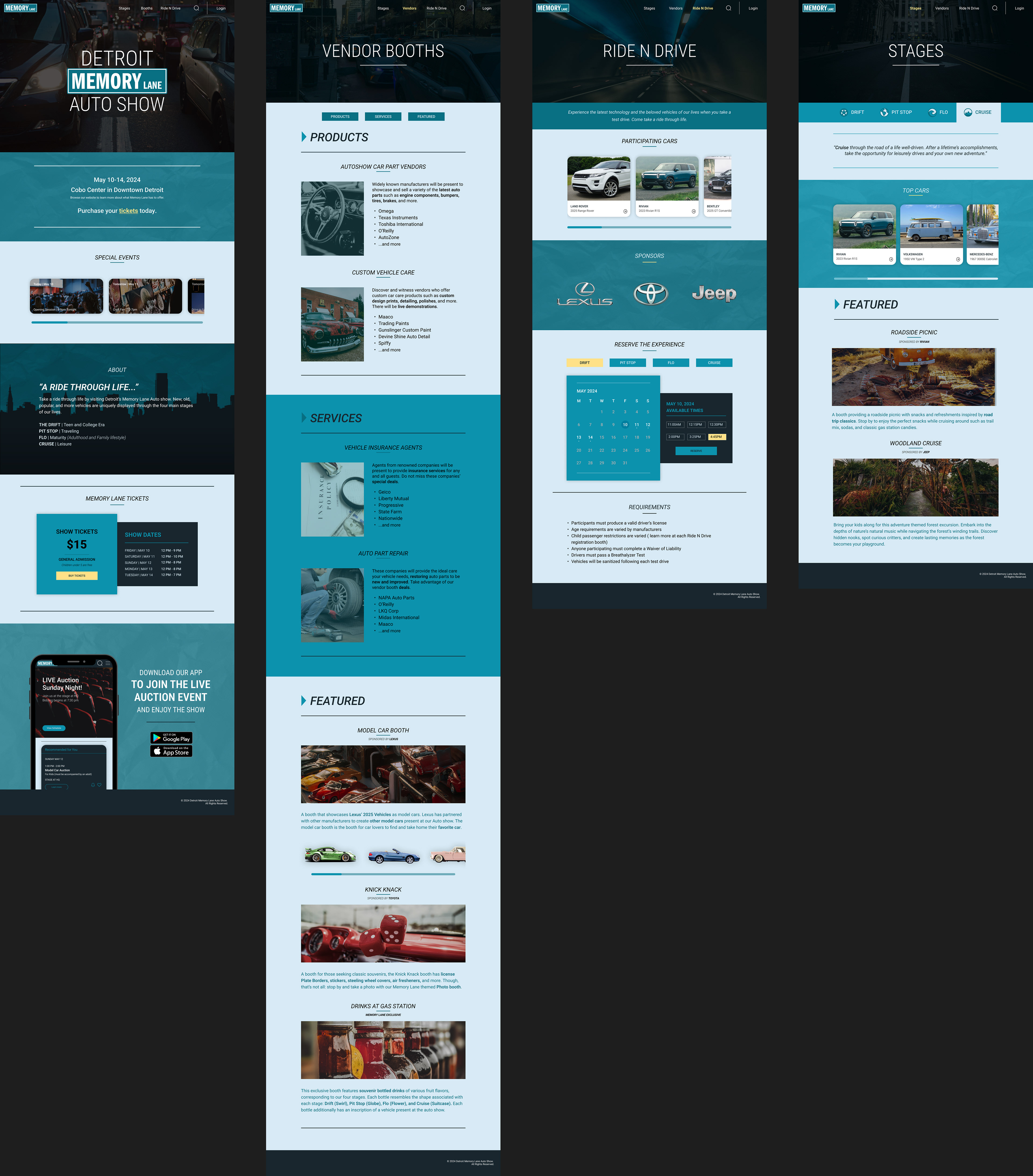 MemoryLane Hypothetical Website Protype | Figma, Adobe Illusrtatoor