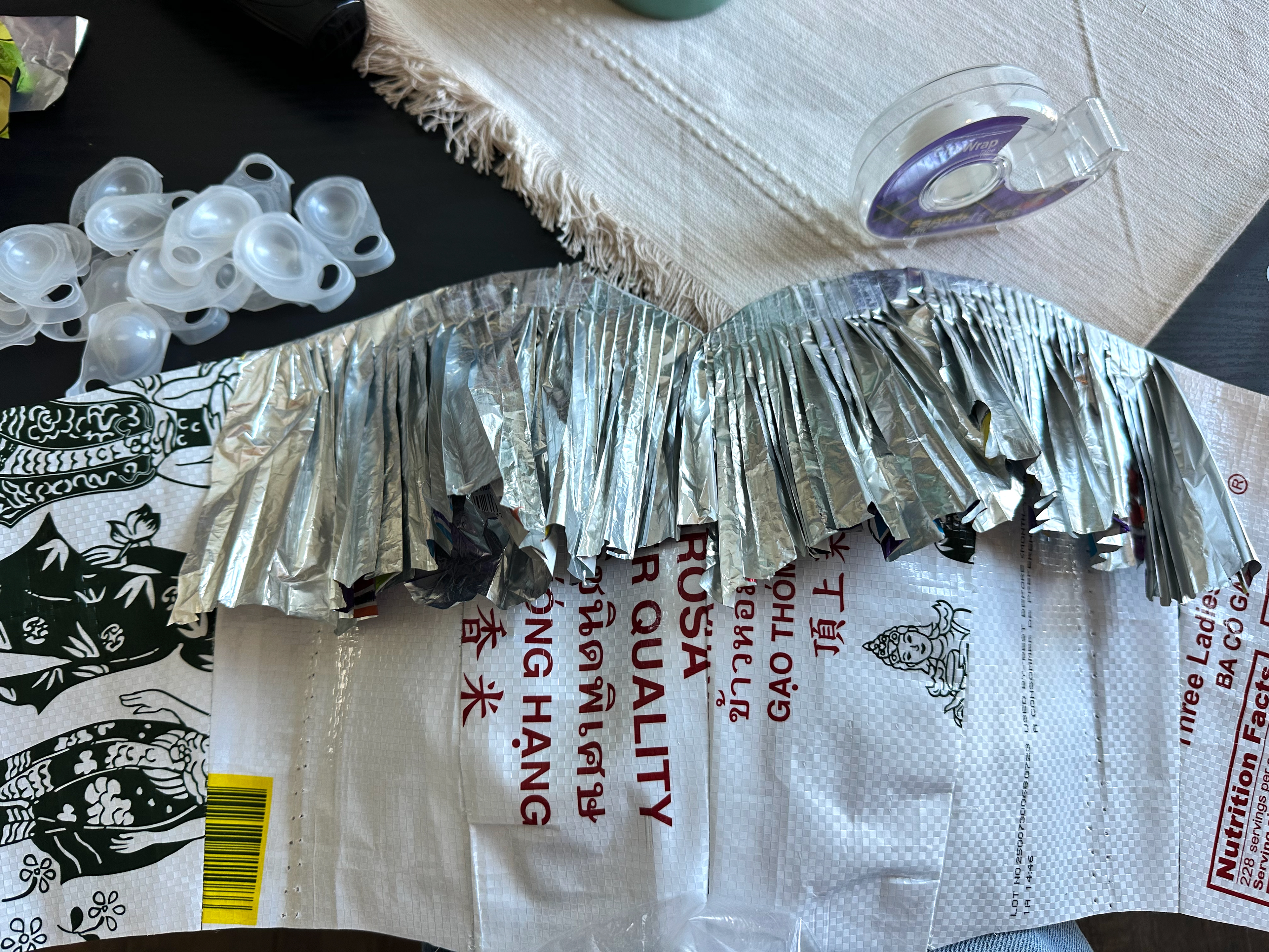 Process of putting together the details on the front bodice.