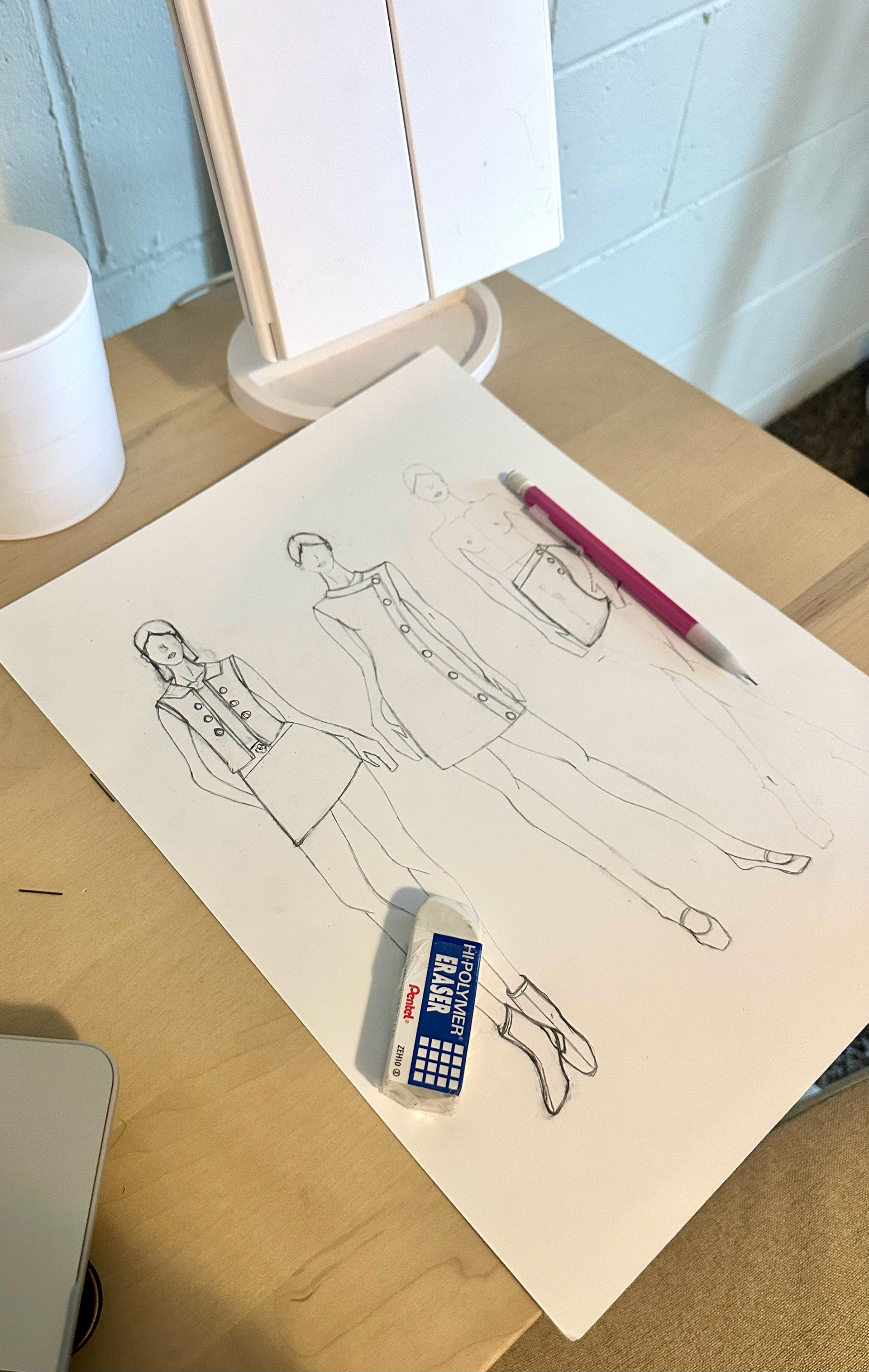 My sketching process for the collection.