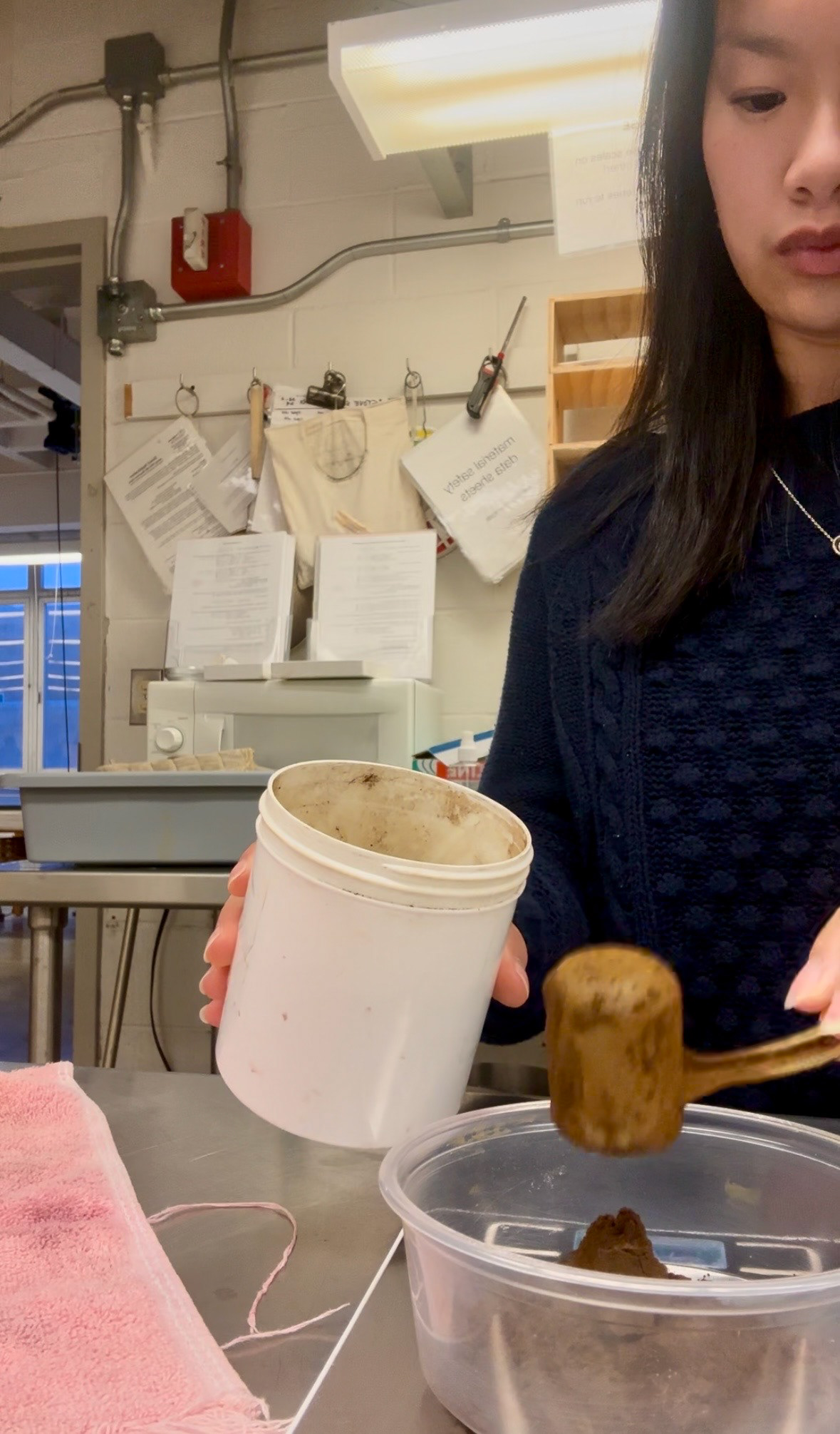 Measuring out the dye powder and creating the dye solution.