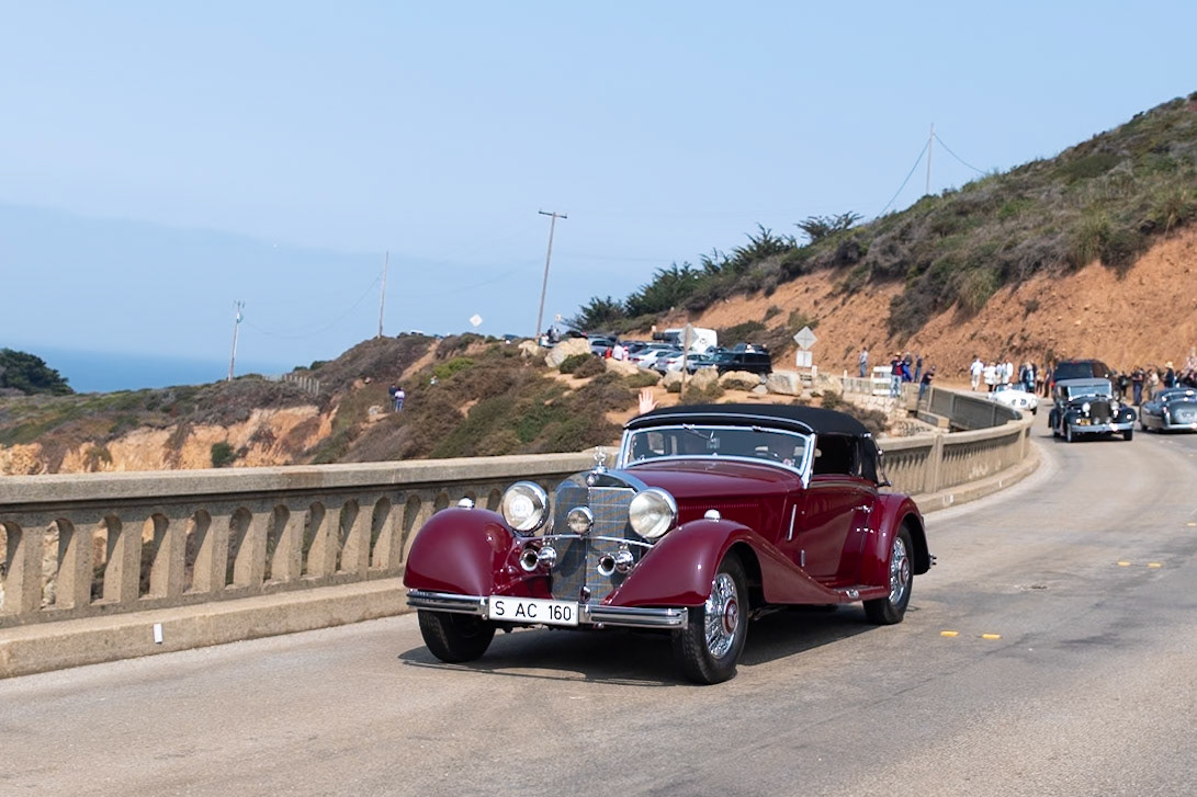 Prior to the official introduction of the 540K, Mercedes-Benz produced thirteen cars which were classified as 500Ks, but actually built with the new 5.4-liter motor, and which are commonly referred to as “pre-production” cars. Only three of those thirteen are believed to survive. This example, a Cabriolet A, marries the sporty rear-end styling of the 500K with the elegant front end features of the 540K. It was delivered new to Vogel Verlag, a publisher in Possneck-Thuringen and later found its way to North Africa. It was abandoned in the desert and discovered by General Walter B. Smith who brought to the United States in 1945. After changing hands several times, the current owner acquired the car in 1999.