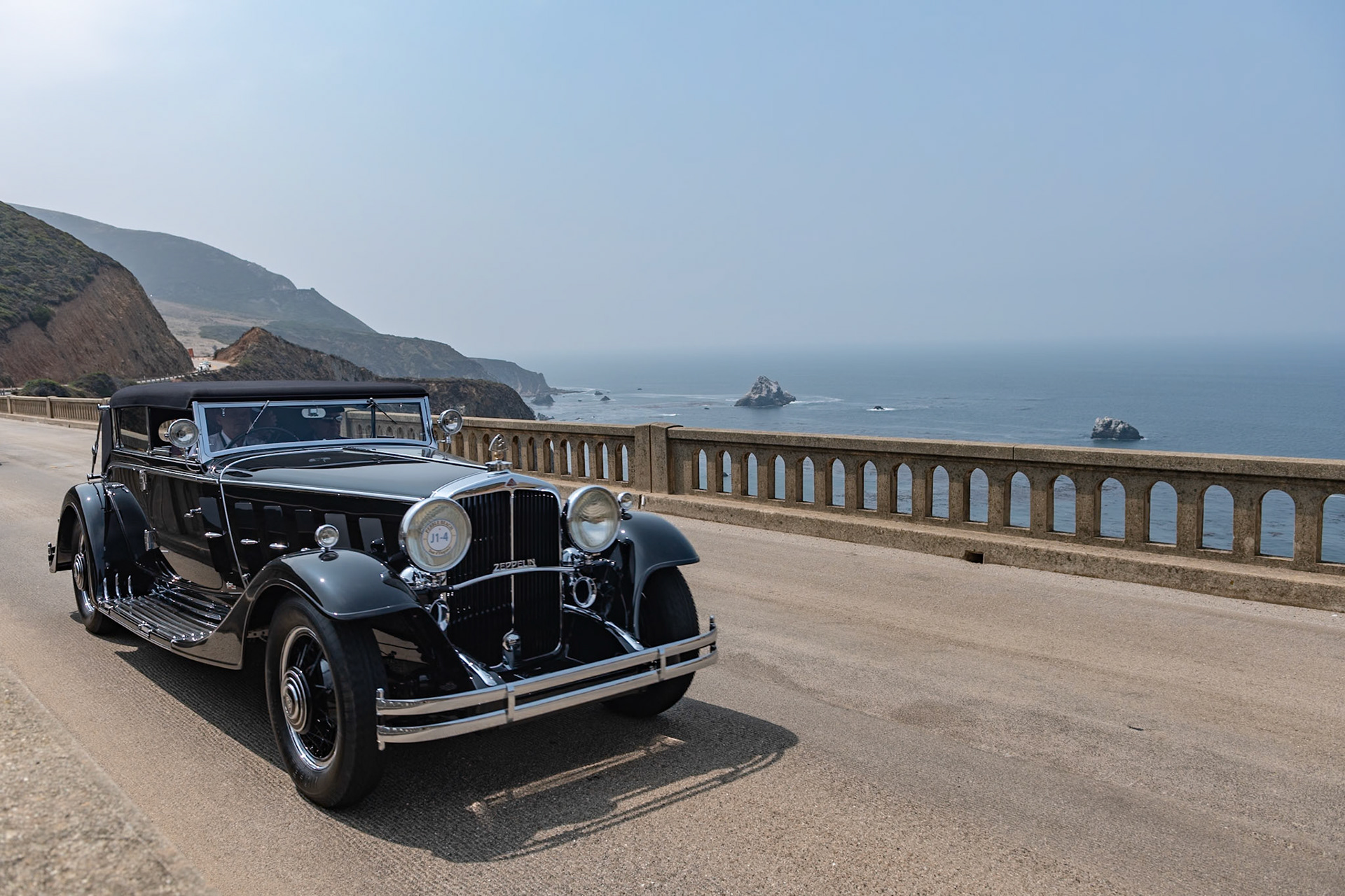 The giant Graf Zeppelin airship of 1928 was powered by the 12-cylinder Maybach engine, but the first Maybach motorcar to use the same Doppel Sechs (Double Six) engine was introduced in 7-liter form a year later. The name “Zeppelin” was reserved for the fabled 8-liter–engined DS 8, first shown at the Paris Auto Salon in 1930. This colossal automobile, weighing over 6,600 lbs, was fitted with Maybach’s revolutionary pre-selector transmission, which made driving the huge car a whole lot easier, and it was bodied by Karrosserie Spohn of Ravensburg, Germany. It was purchased by J. B. Nethercutt in 1968, after it was located in Warsaw, Poland. The acquisition took over a year, involved miles of red tape, and several trips to Warsaw. Once safely installed in the Nethercutt Collection, the Maybach was restored to its original splendor and was shown at many concours, including Pebble Beach. It was recently freshly restored.