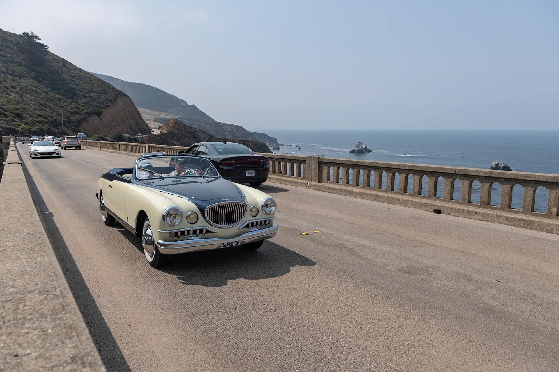 Fiat introduced its first all-new postwar passenger car, the Fiat 1400, in 1950, and it soon became the basis for many of the great Italian carrozzerie. This unique Fiat 1400 Cabriolet was designed by Giovanni Michelotti and bodied by Carrozzeria Vignale specifically for the 1952 Turin Motor Show, and it was later shown at the Concorso d’Eleganza dell’Automobile at the Villa Borghese in Rome. After seeing the car there, California resident Dorothea Herrsher purchased it from Vignale. She was very proud of her new toy, and in October 1952 she exhibited it at the Oakland Sports Car Show, where it was first in class. Its final public appearance was at a 1953 concours at the Ambassador Hotel in Los Angeles, where Herrsher was escorted by actor John Hart, who played The Lone Ranger. The Fiat was later driven by actor Kirk Douglas in the 1955 movie The Racers. The car was last registered in 1964 and was not seen for many years. Its current owner acquired the car in 2015, and it was returned to Italy for a complete restoration to ready it for Pebble Beach.