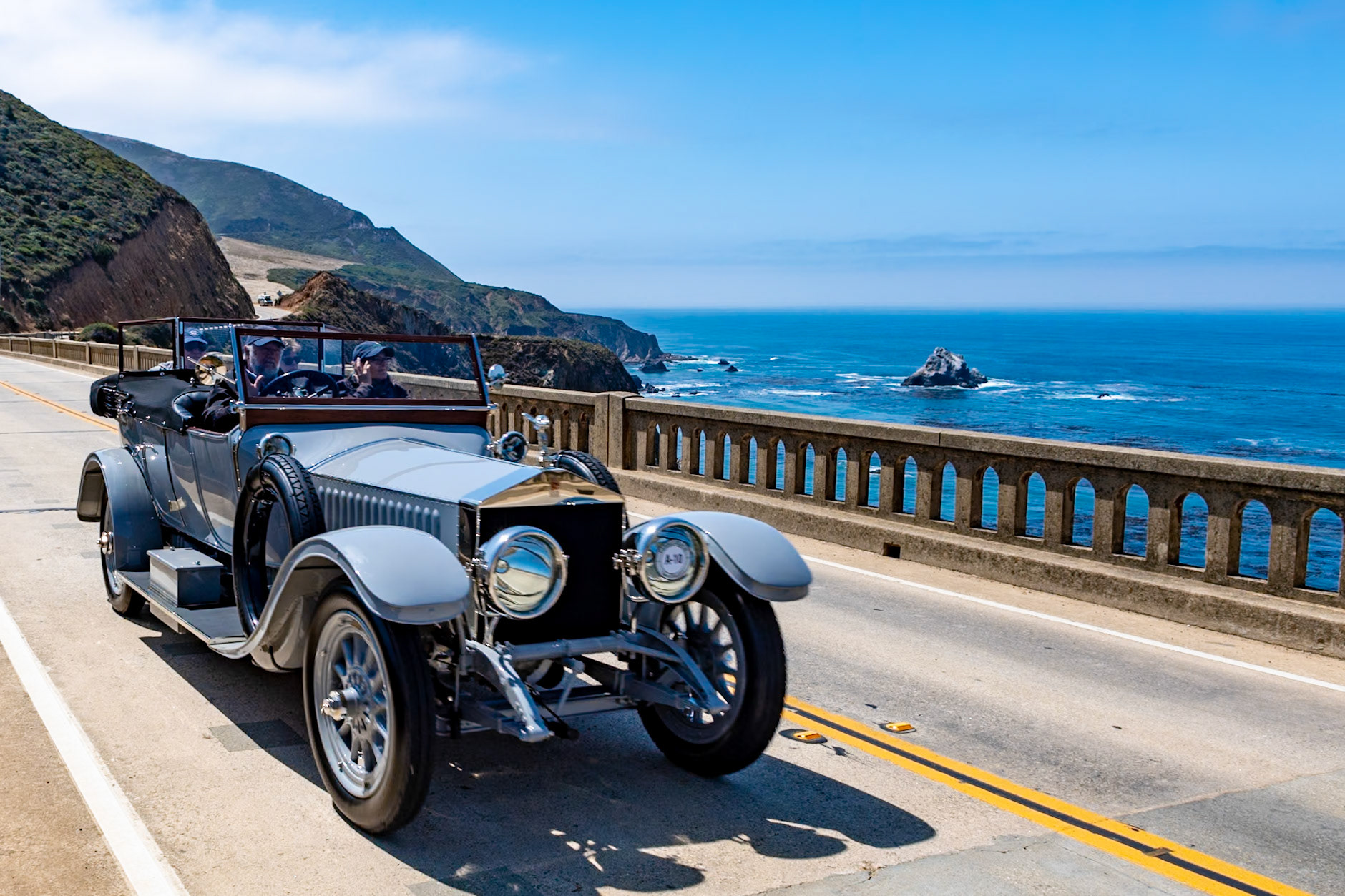This 1913 Rolls-Royce Silver Ghost Torpedo was built on a London to Edinburgh 40/50 HP chassis (52 MA) for Mr. R. G. Reid, a native of St. John’s, Newfoundland, and a director of the Bank of Montreal in London. Barker Torpedo coachwork with a nickel finish was supplied, and the completed car was shipped to Canada where it remained for many years. This remarkable Silver Ghost survived with its original coachwork despite the intervention of the war when many Ghosts were rebuilt into armored cars. Joe Lorey of Cleveland restored the car, and it was subsequently driven over 100,000 miles, undertaking five transcontinental tours in the process. In 1999 it was bought by Don Meyer who also used it extensively, adding another 100,000 miles. It has recently been restored once again.