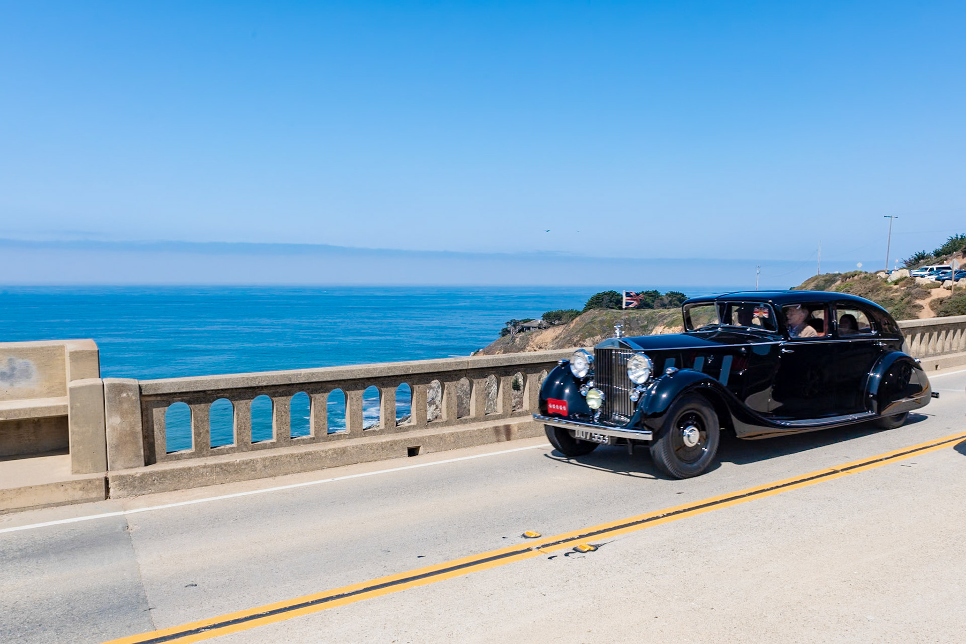 This famous Rolls-Royce Phantom III (chassis 3AX79) is known as “Monty’s Rolls” because it was owned for 20 years by Field Marshall Bernard Law Montgomery, First Viscount Montgomery of Alamein. The innovative coachwork was designed by the de Havilland Aircraft Company and built by H.J. Mulliner for use by the Chairman of de Havilland when touring in the United Kingdom and Europe. When tested in a wind tunnel, the forward-sloping Vee-windscreen was found to reduce wind resistance by about 15 percent. Early in the war the car was donated to the Army, and the car was frequently seen in newsreels transporting various dignitaries, including King George VI, President Dwight D. Eisenhower and Sir Winston Churchill. Monty retained the motor car, covering nearly 350,000 miles in it, until the death of his longtime chauffeur in 1962.