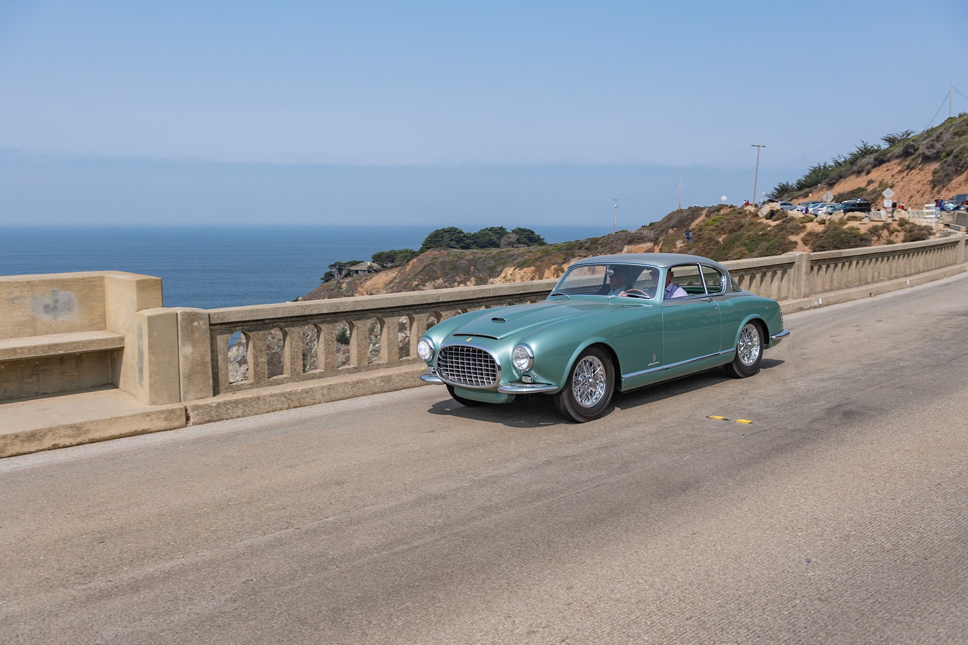 The Ferrari 342 America was one of Ferrari’s most exclusive production series; each car was finished to a customer’s specific order. Just six examples were built in total, three coupes and two cabriolets by Pinin Farina, and one cabriolet by Vignale. The first two 342 Americas were ordered by King Leopold of Belgium and another was owned by Enzo Ferrari himself. This car (chassis 0246AL), the last coupe built, was shown at the 1953 Geneva Motor Show before being delivered to its first owner, Ernesto Fassio, a wealthy shipping magnate from Genoa. According to the factory it was fitted with a larger fuel tank, a rally timer, which is still in the car, and an uprated 230-bhp engine to compete in the 1953 Rallye du Soleil in Cannes as well as later rallies in Italy and France. The car left Europe in 1954 and was shown at its first concours at Wilmot Hills, Wisconsin, by Steve Briggs of Lake Forest, Illinois. After several other owners, the car was purchased in 2013 by its current owner, who restored it.