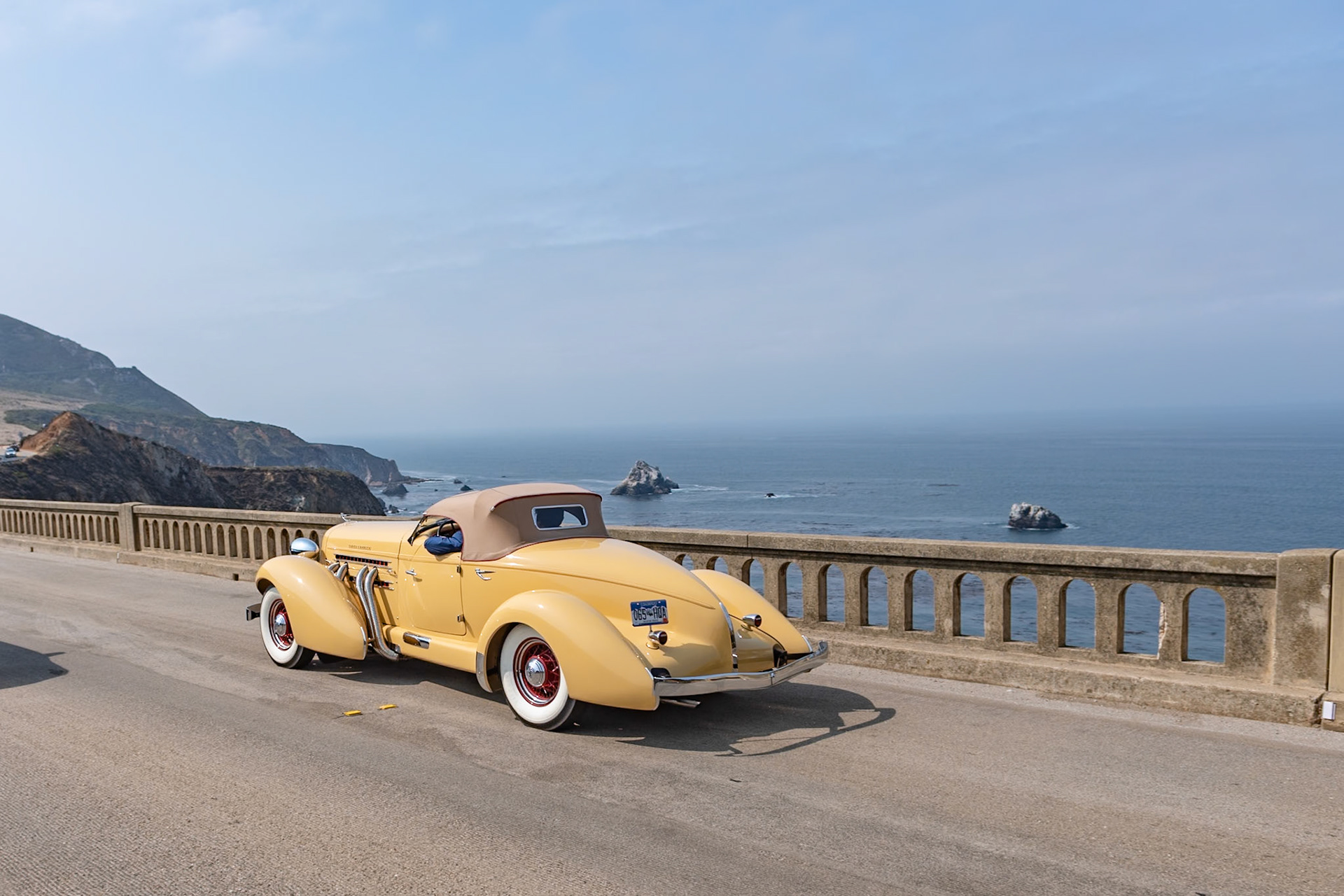 Alan Leamy began work as a designer at Auburn Automobile Company in 1928 and styled the marque’s early speedsters. But the later Auburn 851 Speedster was styled by ex-Duesenberg designer Gordon Buehrig and is considered to be his masterpiece. His Auburn 851/852 Speedsters had pontoon fenders and no running boards. The streamlined 2-seater was powered by a 150 hp supercharged Lycoming 8-cylinder engine and was the first stock American car to be timed at over 100 mph for a 12-hour period. Fresh from its frame-off restoration, this very pure 851 Speedster is shown exactly as it was when new, painted in its original colors and with its correct interior trim. Interestingly, this car was originally owned by one of the Auburn’s test drivers.