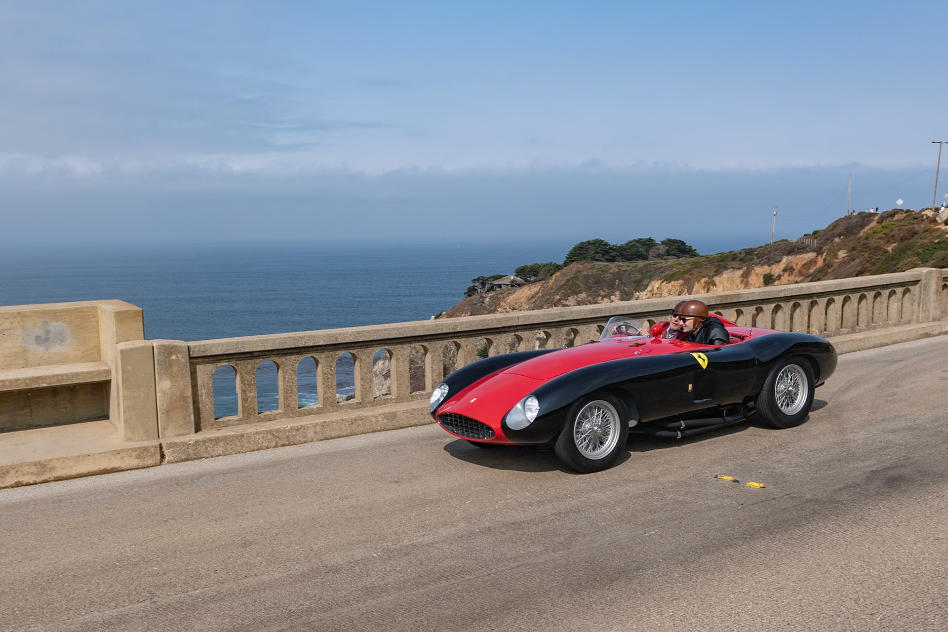 The Ferrari 500 Mondial used a new 4-cylinder engine developed by Ferrari’s chief engineer, Aurelio Lampredi. The 4-cylinder layout had better low-end torque than Ferrari’s V12, allowing for more acceleration out of corners, and its lighter weight provided better handling. At its first race, the 12 Hours of Casablanca in December 1953, factory drivers Alberto Ascari and Gigi Villoresi finished first in class and second overall, and the model went on to play an integral role in winning Ferrari’s second Sports Car World Championship in 1954. This car (chassis 0580MD) is a second series Mondial built by Sergio Scaglietti. First shown in Stockholm, Sweden, in 1956, it was raced throughout Scandinavia, often on ice-circuits wearing spiked tires, until 1960. Once its ice-racing career was over, it was sold to Claudio Caggiati in Italy who entered the car in a record-breaking 17 Mille Miglia retrospectives. Its present owner bought the car at the end of 2014 and has now restored it to its Stockholm Auto Show condition.