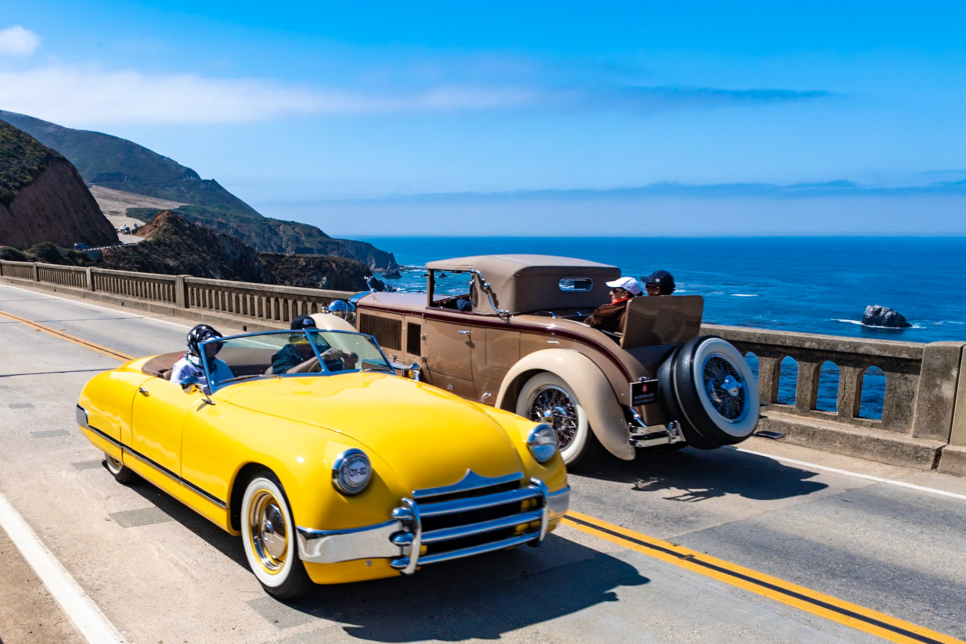 The Kurtis Sports Car has been called the first true American Sports Car. This example was a high school graduation gift from its originator, Frank Kurtis, to his son, Arlen. The gift came a year early and it came in pieces, so Arlen assembled it with the help of the Kurtis Kraft staff, finishing it in June 1951. The car has several unique features, including a dashboard that Arlen machined himself to fit Stewart Warner gauges. The front fenders are aluminum, while the rear fenders, hood and trunk lid are fiberglass. In designing the car, Frank Kurtis made certain there was no trace of fender contour. The bumper also really wraps around—the whole car. Arlen sold this car when he joined the Navy in 1952. Arlen’s wife and his sister bought it back for him as a surprise Christmas gift in 1990, and he completed its restoration in 2011, 60 years after he first built it. Arlen passed away in May of last year. The car is displayed here in memory and honor of both Frank and Arlen Kurtis.