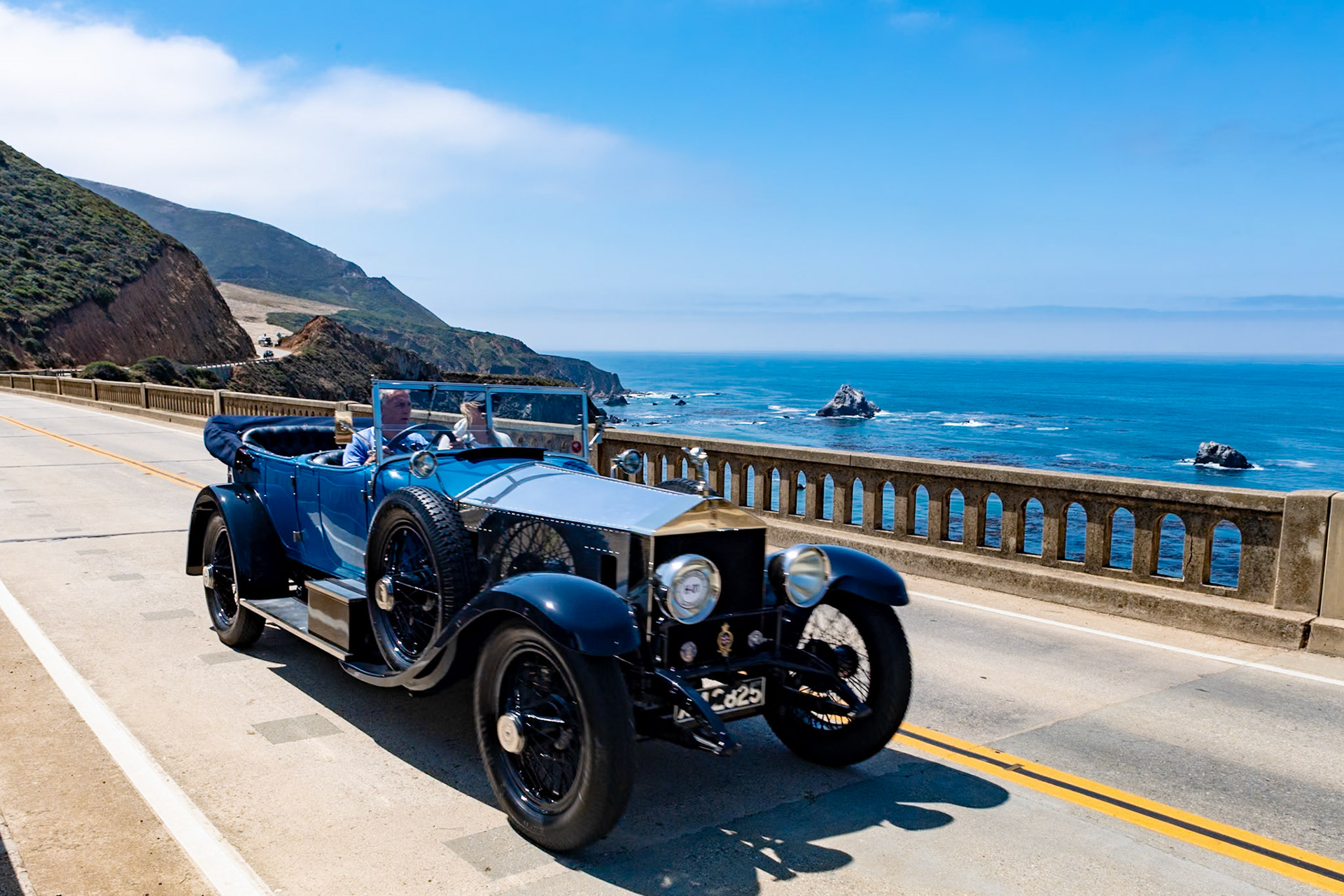 Rolls-Royce built the Silver Ghost chassis with a 6-cylinder, 7.5-liter 40/50 hp engine between 1907 and 1925. The famously silent engine, offering the ultimate driving experience, was a masterpiece of fine engineering; it had a hand-polished crankshaft lubricated by a pressurized oiling system with seven main bearings in a strong aluminum alloy crankcase as well as many other improvements, including phosphor-bronze and nickel steel timing gears. This Ghost (chassis 84TG) is fitted with a dual cowl touring body by Barker &amp; Company of London. The lower-angled D-rake steering was specified for a more comfortable driving position, and a hinged Auster windscreen was fitted to protect the rear passengers. The Ghost was restored in 2008.