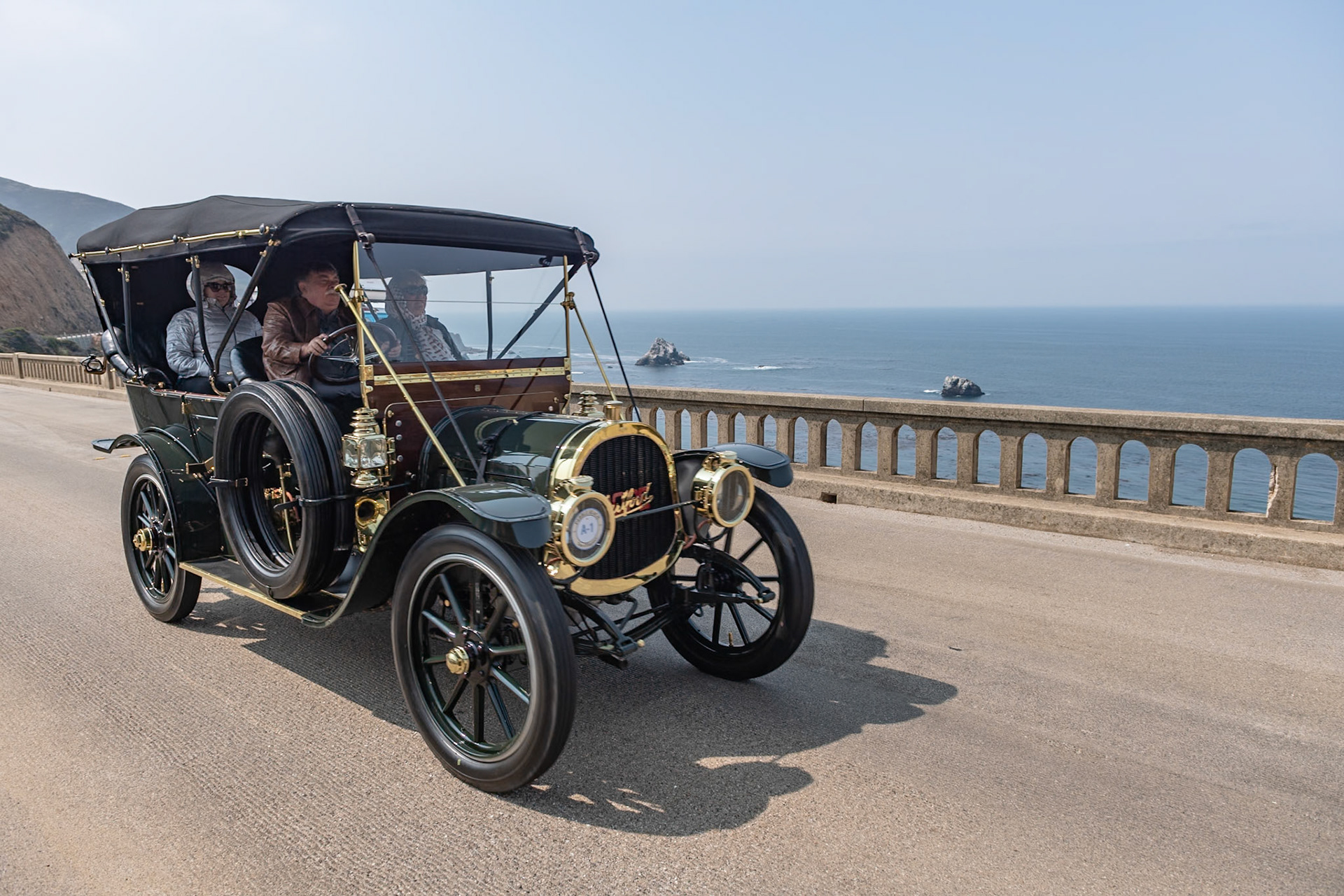Colonel Albert Pope was one of the most celebrated industrialists of the late 1800s. He started building automobiles in the 1890s with the introduction of the Columbia Electric, and his empire grew to include the Pope-Tribune, the Pope-Toledo, the Pope-Robinson, the Pope-Waverley, and the Pope-Hartford—the most luxurious Pope car and the only one built at the company’s headquarters in Hartford, Connecticut. The original owner drove this Pope-Hartford Model T for three years, then died, and the car was left untouched for years. The present owner acquired the car in 1995 and has used it extensively on many tours. It has a top speed of 59 mph from its 300-cubic-inch engine. The car has recently been refreshed and is presented in its original Brewster Green color scheme.