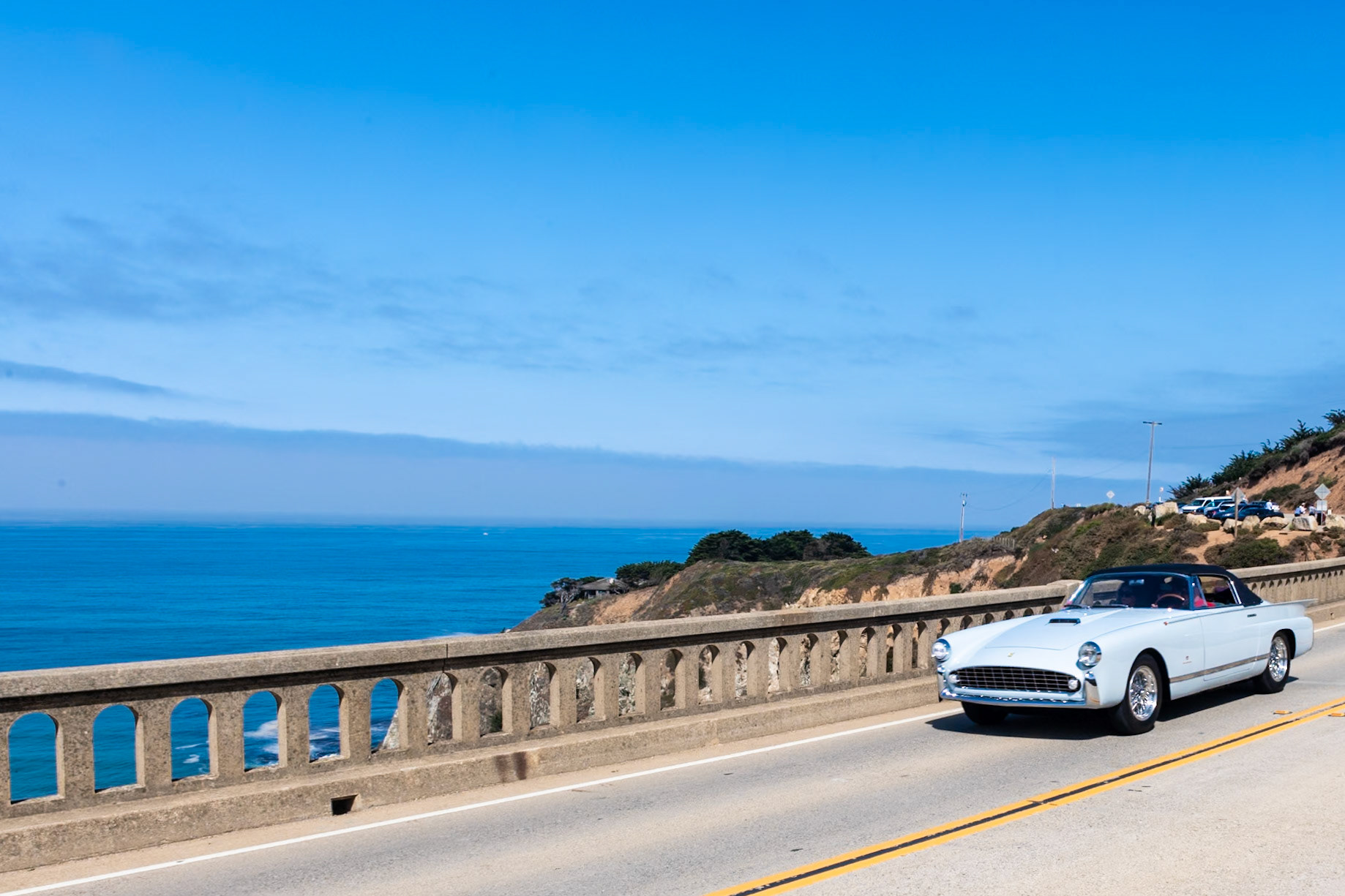 This is the third of just three Ferraris with coachwork by Carrozzeria Boano. The Ferrari 410 Superamerica Boano Cabriolet (chassis 0485SA) was shown at the Turin Motor Show in 1956. It is identical in design to the first Ferrari body that Boano built on the 250 GT chassis and was initially sold, together with its twin, the 410 Superamerica Boano Coupe, to Giorgio Sisini Sorso, the Count of Sant’Andrea in Milan. It then passed to Roberto Crepaldi, who sold the car on behalf of the Sisini family to Bill Jacobs in Chicago, and in 1985 it was finally, and rightfully, paired alongside the Ferrari 410 Superamerica Boano Coupe that Robert M. Lee acquired in the same year. The complete Ferrari Boano Trio first appeared together at the Pebble Beach Concours d’Elegance in 1987, and the Concours is proud to display the trio now, thanks to the Robert M. Lee Collection and Anne Brockinton Lee, Bob’s wife and a great friend of the Concours.