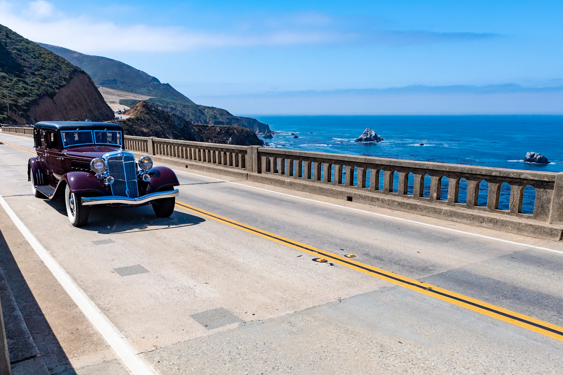 Chrysler went upmarket with their Imperial series, which began in 1926. All were fitted with 6-cylinder engines until the 8’s were introduced in 1931. The look of the CL Imperial is credited to industrial designer Alexis de Sakhnoffsky, who created several European prewar sports cars and whose work on the Cord L-29 brought him fame in the United States. All of the CL Imperial bodies with their long six-foot hood line were built by LeBaron on a 146-inch wheelbase. In 1933, Chrysler sold just over 150 CL Imperials and of those nearly a third were Close Coupled Sedans, but this is one of only four Close Coupled Sedans known to survive. It was owned and restored by the Chrysler “guru” Frank Kleptz in the mid-1990s. Its current owner bought the car in 2015 and restored it.