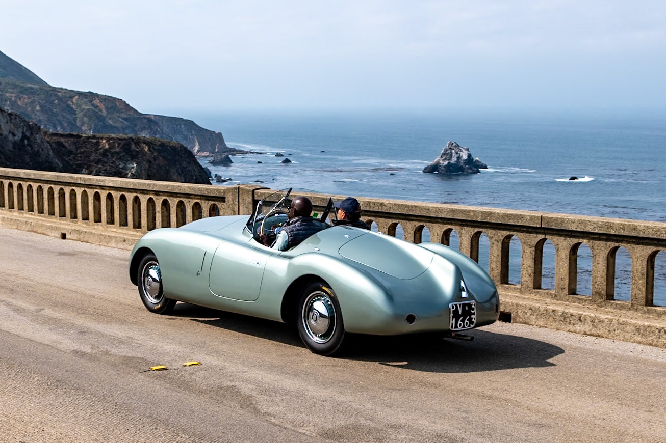 The first Fiat 508 C, introduced in 1937, was a small family saloon powered by a 1,089 cc 4-cylinder overhead-valve engine. Using that rather diminutive prewar chassis, this unique little Fiat 1100 C Barchetta was the first car designed and built by Pietro Frua for his Carrozzeria Frua. It had its world premiere at the 1947 Concorso di Como Coppa Villa d’Este and, after winning second in class, was described in glowing terms in contemporary press reports. For the next three years, the car passed among a series of owners in Turin, but in 1950 it was sold to a Mr. Monti in Pavia, a town south of Milan, who retained the one-off sports car for the next 33 years. Then, after several more Italian owners, its current custodian entered it in the Mille Miglia Storica in 2016, just prior to its restoration back to its original color. He returned with the car to the Concorso d’Eleganza Villa d’Este in 2017, 70 years after making its concours debut.