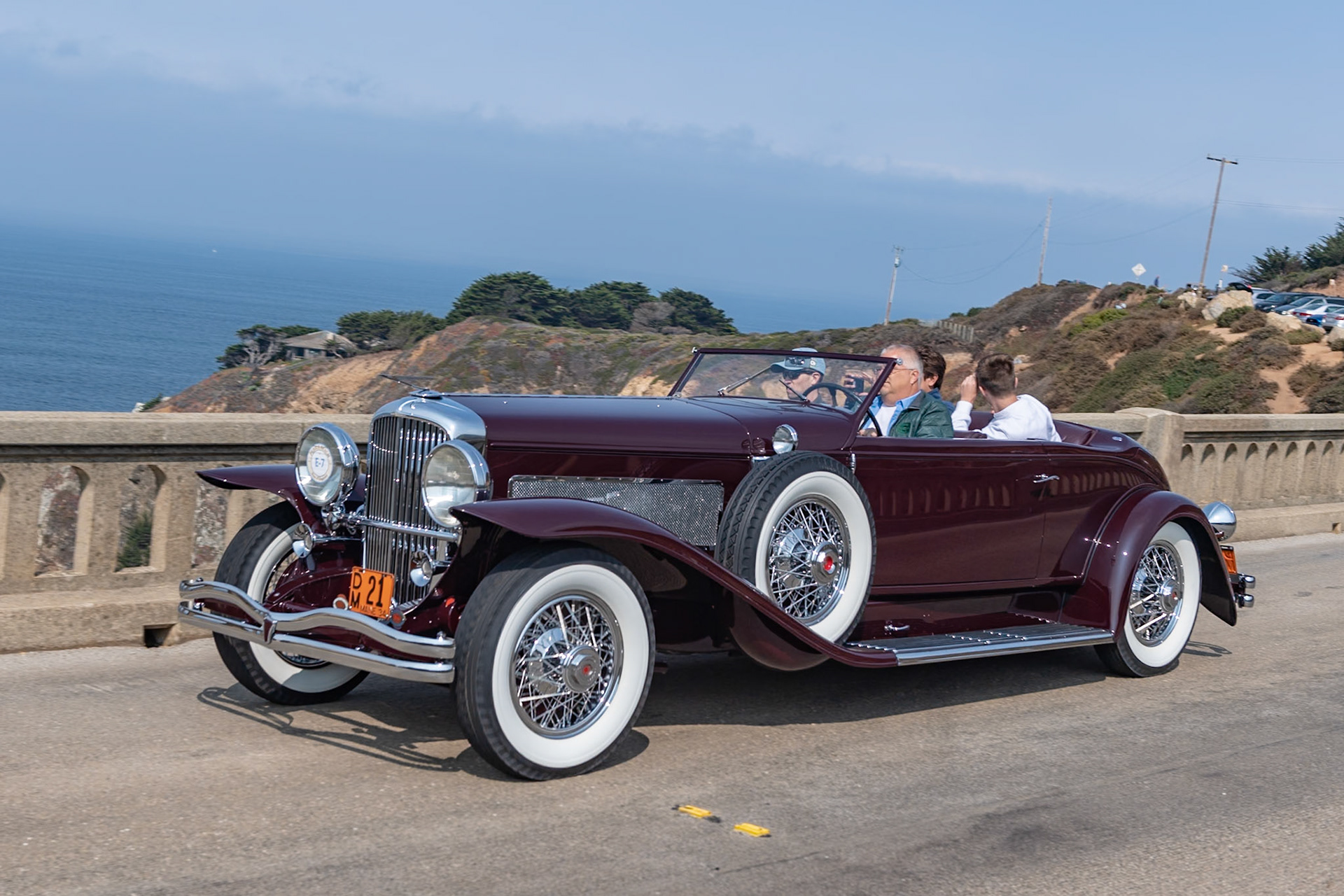 The Duesenberg SJ, introduced in 1932, had a supercharged, dual overhead cam, 8-cylinder, 320 hp Lycoming engine and was one of the most powerful motorcars in the world, capable of a top speed approaching 140 mph. That engine, combined with this Rollston Torpedo Convertible Victoria coachwork, makes this Model SJ (J-517), finished in November 1933, one of the most stunning Duesenbergs ever created. It was purchased new by Miss Margaret Flick, later to become Mrs. Margaret Hoffman of New York City. It was later acquired by Vernon Jarvis in 1955, who lent his entire car collection to the Early American Museum in Silver Springs, Florida. The Bahre Collection purchased it in 1986 and restored to its original Roosevelt Maroon paint scheme with black top, which it still wears today.