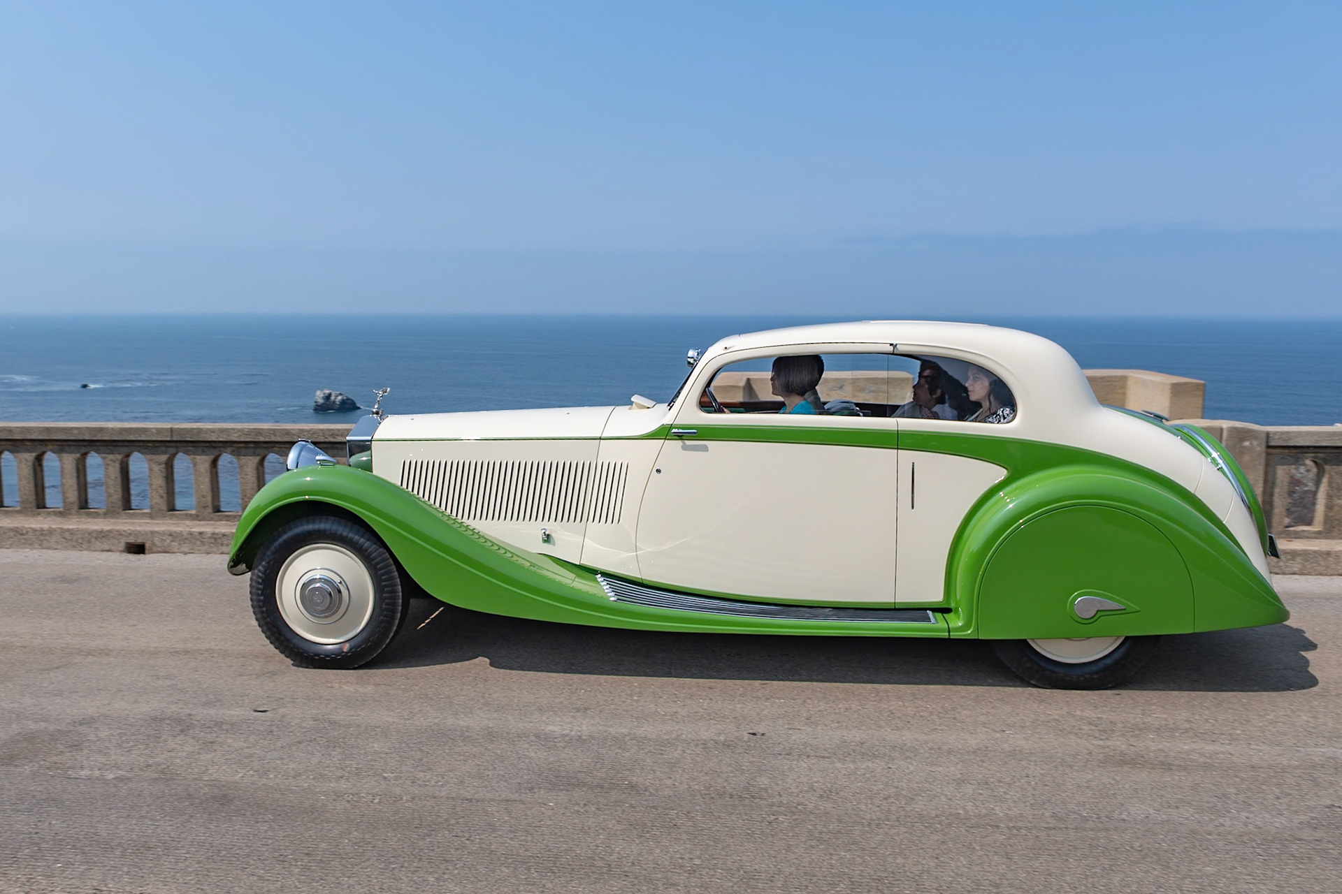 This Phantom II short-chassis Continental Streamlined Coupé (chassis 62UK) is one of five PII Continentals exported to India and the last of the 280 Continentals built by Rolls-Royce. The chassis was sent to Gurney Nutting on behalf of the Maharaja of Jodhpur who specified the green and cream paintwork. The car was delivered to Bombay in October 1935, and it is now the only remaining Phantom II Continental in India. In 1944 it was sold to the Maharaja of Rewa and in the mid-1950s to a further owner from Bombay. The current owner’s father purchased the car in 1962 and painted it dark green. In 2009 this unique Rolls-Royce received its first-ever engine overhaul. Later, a cosmetic restoration was completed that returned the car to its original color scheme.