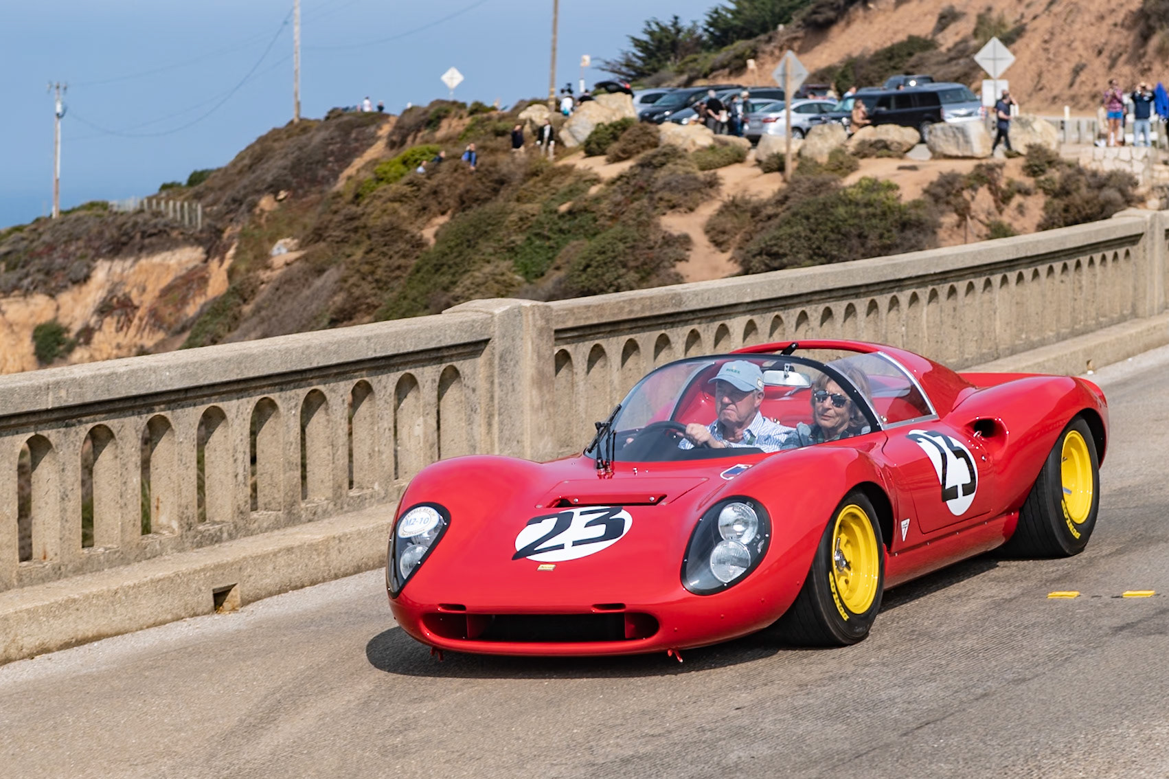 The prototype Dino 206 S was built in 1965 to be a contender for the 1966 2-liter sports car class. The engine was based on the earlier 1.6-liter Ferrari 166 P, enlarged to 2-liters and fitted with 3 Weber carburetors, which were replaced on later cars by Lucas fuel injection. Initially, Ferrari planned to produce 50 cars for homologation purposes, but industrial unrest in Italy halted the car’s production and only 18 were ever completed. Piero Drogo designed the body, and the cars were all built by his company, Carrozzeria Sports Cars. This Dino 206 S (chassis 028) is one of the last built. Its first owner, Eduardo Lualdi-Gabardi, a Ferrari customer since 1953, raced the car in the European Hill Climb championship and at the 1000-km race at Monza. After 1971, the car changed hands several times before being acquired by its current owner in 2014.