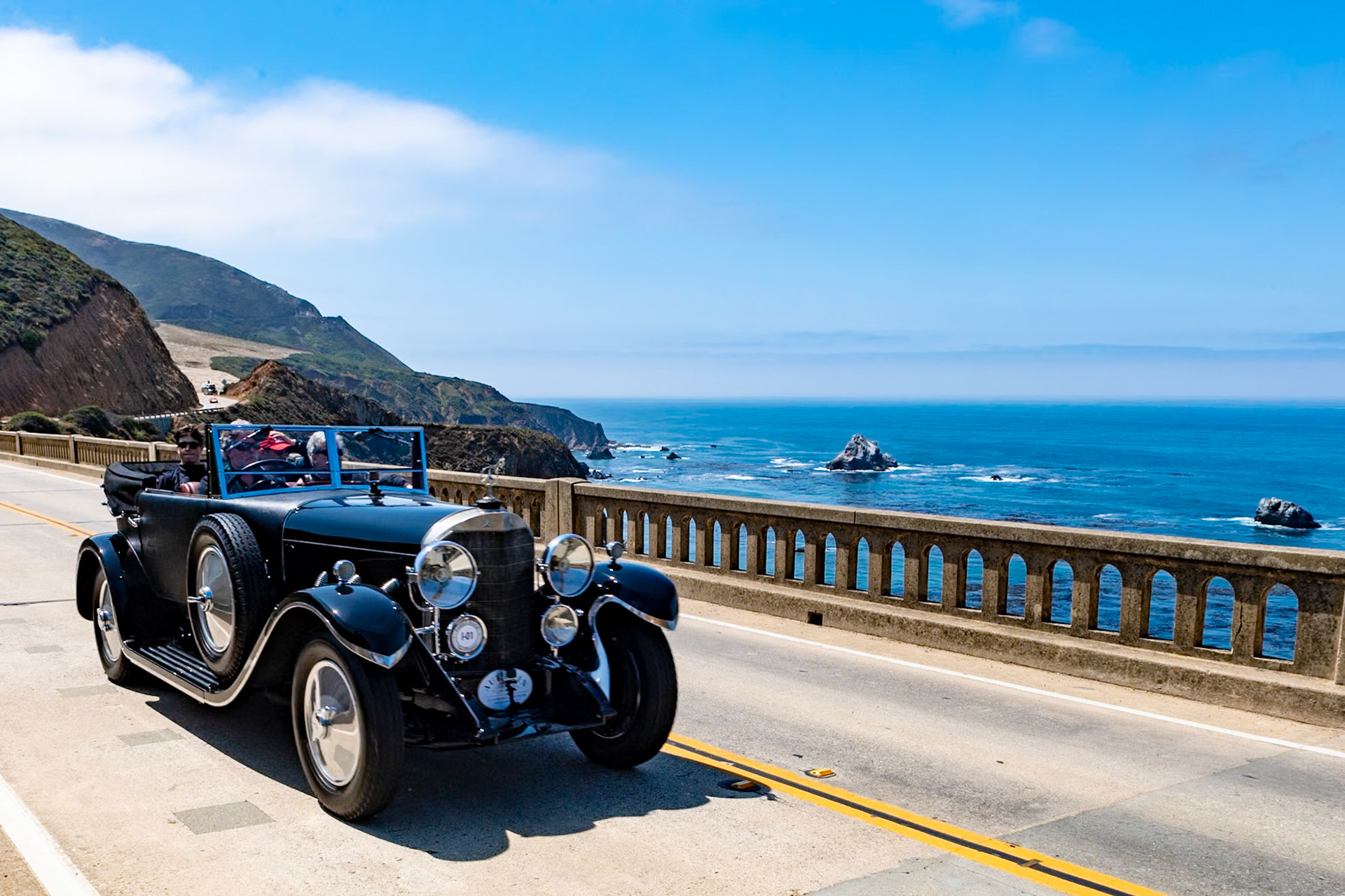 After the union of Daimler and Benz in 1926 the first model to be built was the Model 630K, officially designated the 24/100/140. The 24 refers to the taxable horsepower, the 100 is the actual horsepower, and the 140 is the horsepower with the supercharger engaged. This car (chassis 32019) was delivered to the Mercedes-Benz dealership in London then dispatched to Brighton-based Thomas Harrington to be fitted with this sporting coachwork. The car spent about five decades in the United Kingdom, then went to a collector in Thailand, where it was later seized by Customs and spent many years in storage until a prominent Thai family purchased it. In 1999 the car was sold and delivered to the Mercedes-Benz Classic Center in Irvine, California, for a full service, safety check and road test. It remains largely original except for minor restoration work.