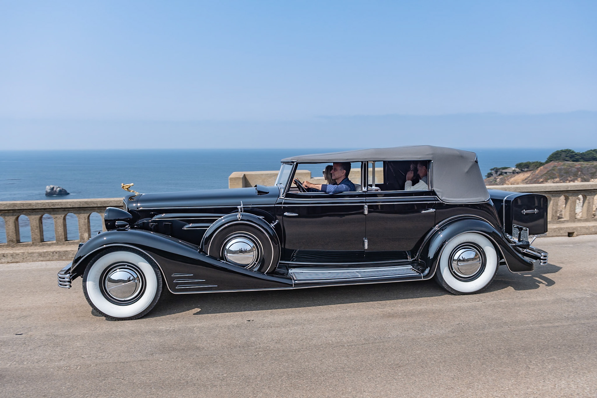 In 1930 Cadillac introduced two new engines, a new V-12 and a groundbreaking V-16 engine that immediately placed the company alongside other prestigious manufacturers, including Hispano-Suiza, Lagonda, Rolls-Royce and its chief rival, Packard. Both new engines were designed by Owen Nacker of Marmon fame but they were very expensive. When bodied, a V-16 Imperial Cabriolet started at $6,250 and the top-of-the-line All Weather Phaeton was a headline-grabbing $8,000. This Fleetwood All Weather Phaeton, featuring a special-order division window and an all cloth interior, is one of just seven similar cars built by Cadillac in 1933, and one of only two that have survived.