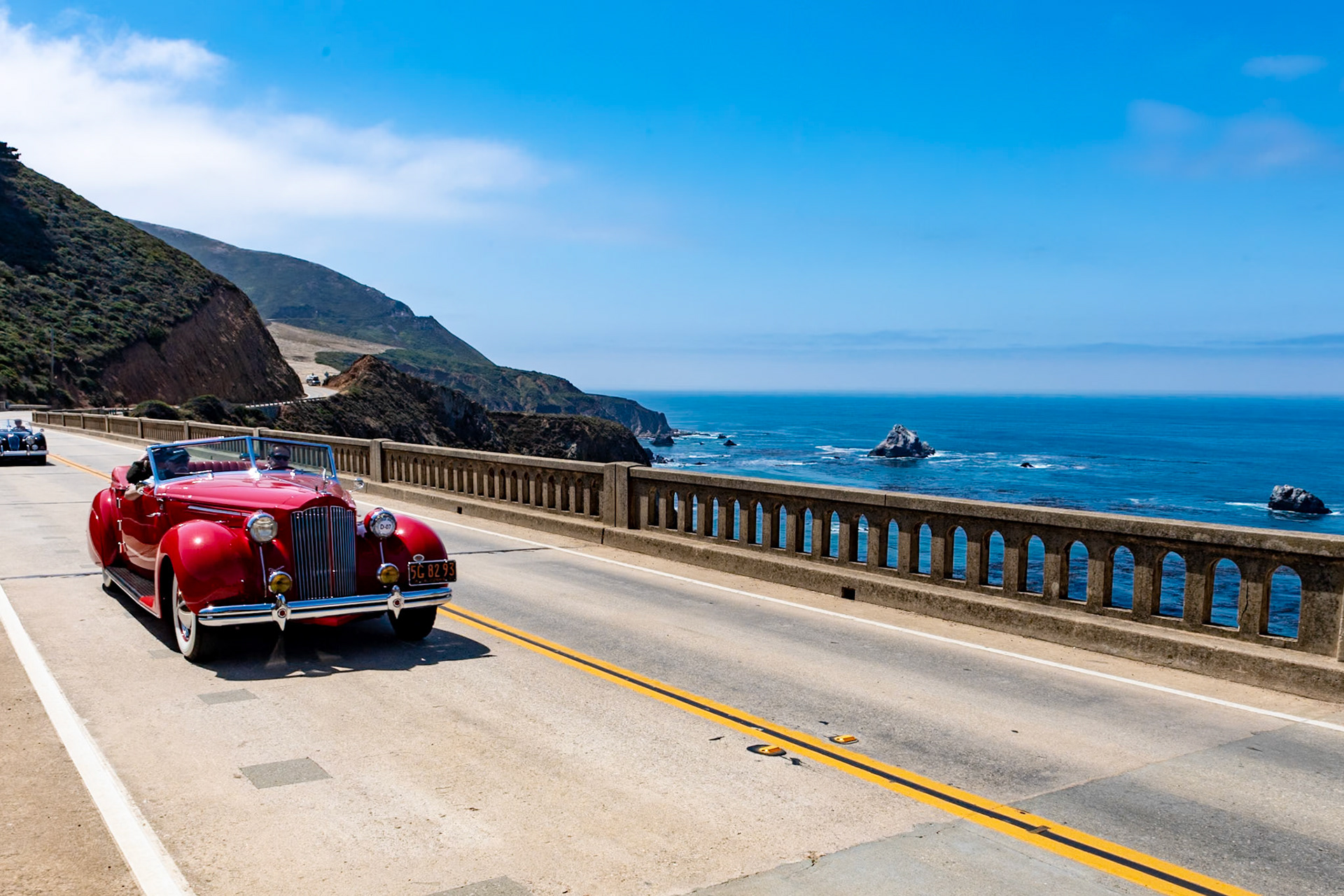 Packard introduced its first “mid-priced” model, the 120, in 1935, and it was offered in a range of factory-produced body styles. The offerings remained relatively unchanged for 1937 except for the addition of a modern new Convertible Victoria designed and built by the coachbuilder Howard “Dutch” Darrin. The design was based on the Packard Eight Business Coupe, but Darrin abandoned Packard’s rather staid factory coachwork when he designed this rakish two-door car. At first Packard was unimpressed and the design wasn’t offered by Packard as an official option, but this changed in 1939 after an example was shown at a convention in Detroit and advertised as the “Glamour Car of the Year.” About 100 Convertible Victorias were built by Darrin over the following five years. This early example was first owned by the actor Clark Gable, but he returned it to Darrin, who then sold it to another actor, Errol Flynn.