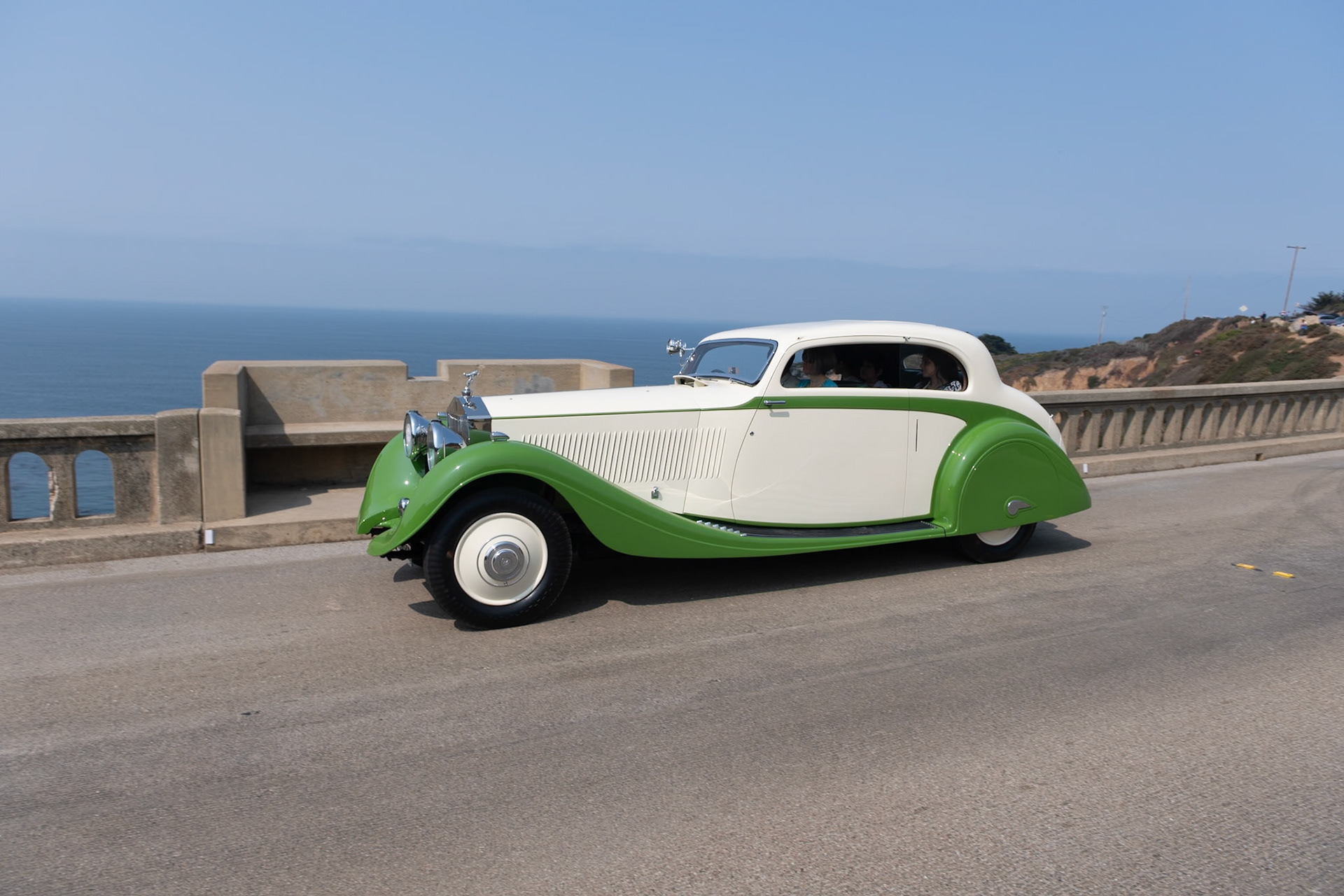 This Phantom II short-chassis Continental Streamlined Coupé (chassis 62UK) is one of five PII Continentals exported to India and the last of the 280 Continentals built by Rolls-Royce. The chassis was sent to Gurney Nutting on behalf of the Maharaja of Jodhpur who specified the green and cream paintwork. The car was delivered to Bombay in October 1935, and it is now the only remaining Phantom II Continental in India. In 1944 it was sold to the Maharaja of Rewa and in the mid-1950s to a further owner from Bombay. The current owner’s father purchased the car in 1962 and painted it dark green. In 2009 this unique Rolls-Royce received its first-ever engine overhaul. Later, a cosmetic restoration was completed that returned the car to its original color scheme.