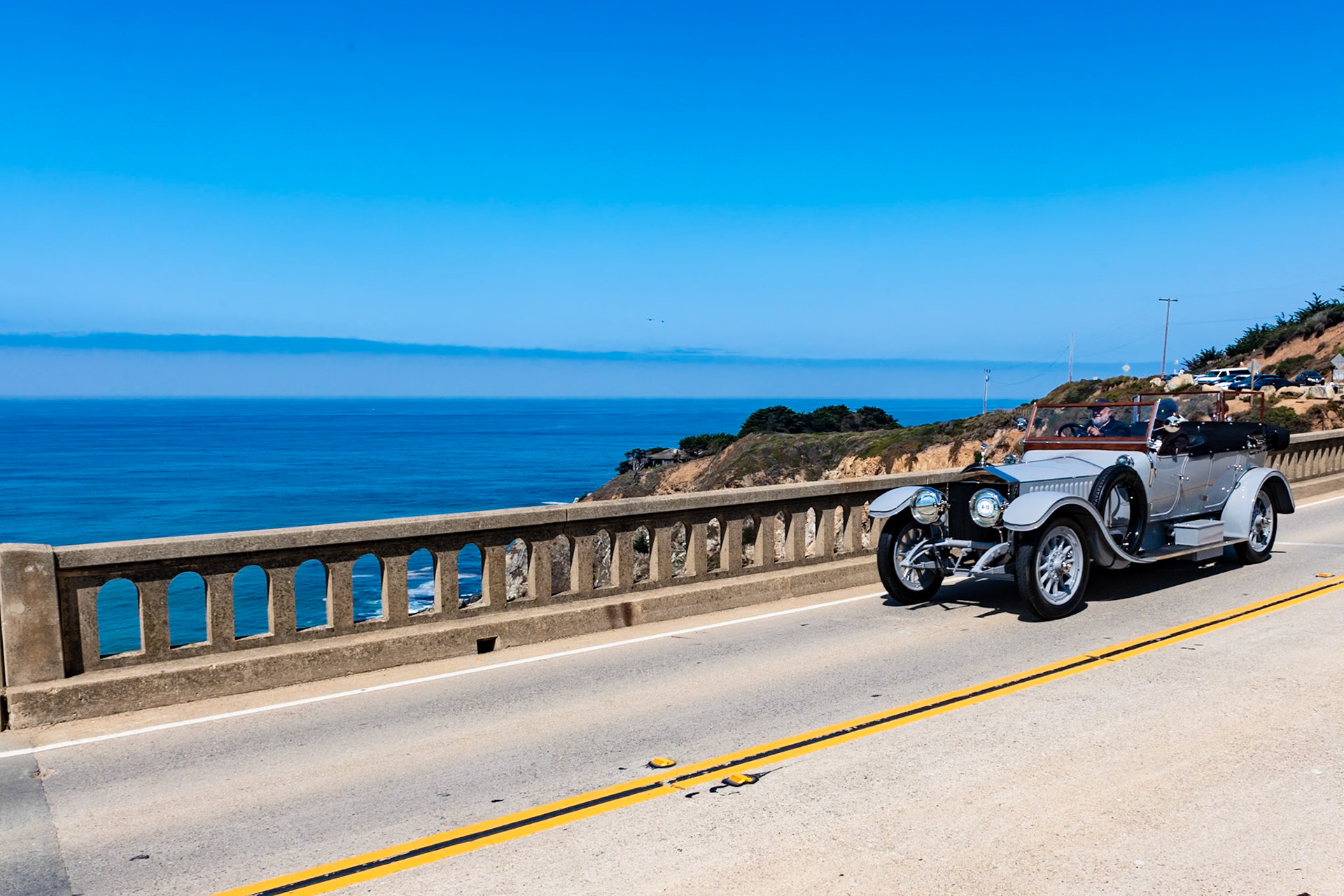 This 1913 Rolls-Royce Silver Ghost Torpedo was built on a London to Edinburgh 40/50 HP chassis (52 MA) for Mr. R. G. Reid, a native of St. John’s, Newfoundland, and a director of the Bank of Montreal in London. Barker Torpedo coachwork with a nickel finish was supplied, and the completed car was shipped to Canada where it remained for many years. This remarkable Silver Ghost survived with its original coachwork despite the intervention of the war when many Ghosts were rebuilt into armored cars. Joe Lorey of Cleveland restored the car, and it was subsequently driven over 100,000 miles, undertaking five transcontinental tours in the process. In 1999 it was bought by Don Meyer who also used it extensively, adding another 100,000 miles. It has recently been restored once again.