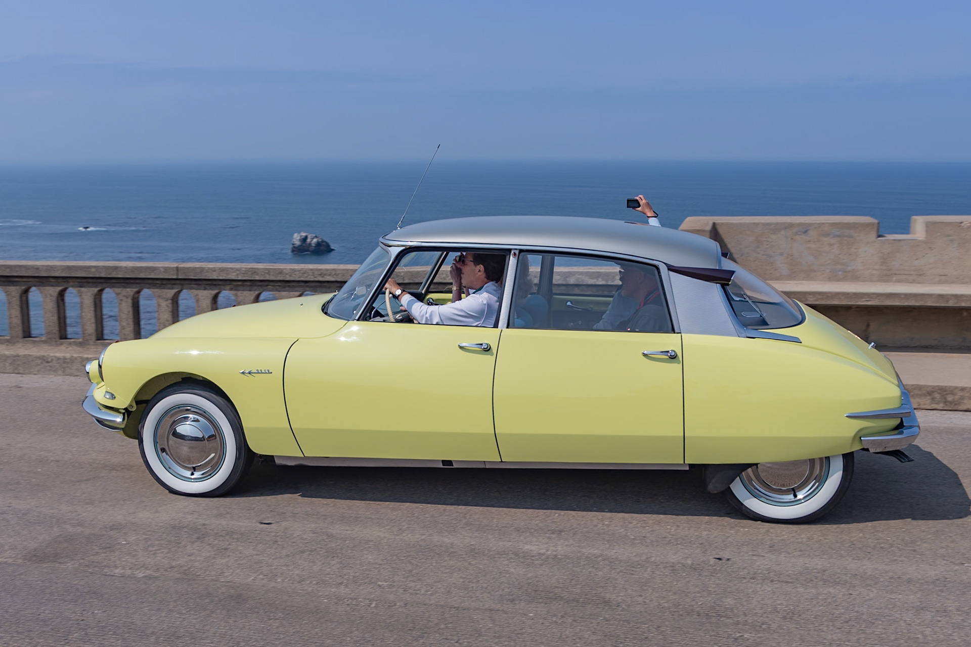 Citroën was founded in 1919 by André Citroën, and by the late 1920s it was Europe’s largest car manufacturer and had a reputation for fine quality, innovation and revolutionary engineering. The Citroën Traction Avant, launched in 1934, had pioneered mass production with three revolutionary features still in use today: a unitary body with no separate chassis, four-wheel independent suspension, and front-wheel drive. Although its appearance was prewar, its popularity continued for several years after the war. Then, at the 1955 Paris Auto Salon, Citroën launched the new DS 19. Incredibly, over 80,000 cars were ordered during the show. The car’s totally streamlined body made almost every other car seem old, and its innovative chassis and running gear had never before been witnessed. The specification included a 1911 cc engine with a 3 bearing crankshaft developed from the Avant, an innovative high-pressure oil-filled self-leveling suspension, a complex hydraulic brake system, hydraulic steering and an optional hydraulic clutch mated to a semi-automatic gearbox. The first series of the DS19 was built from 1955 until 1962 and remains unique for its pure and timeless design. This car (chassis 57345) is one of the most original first series DS 19 Berlines.