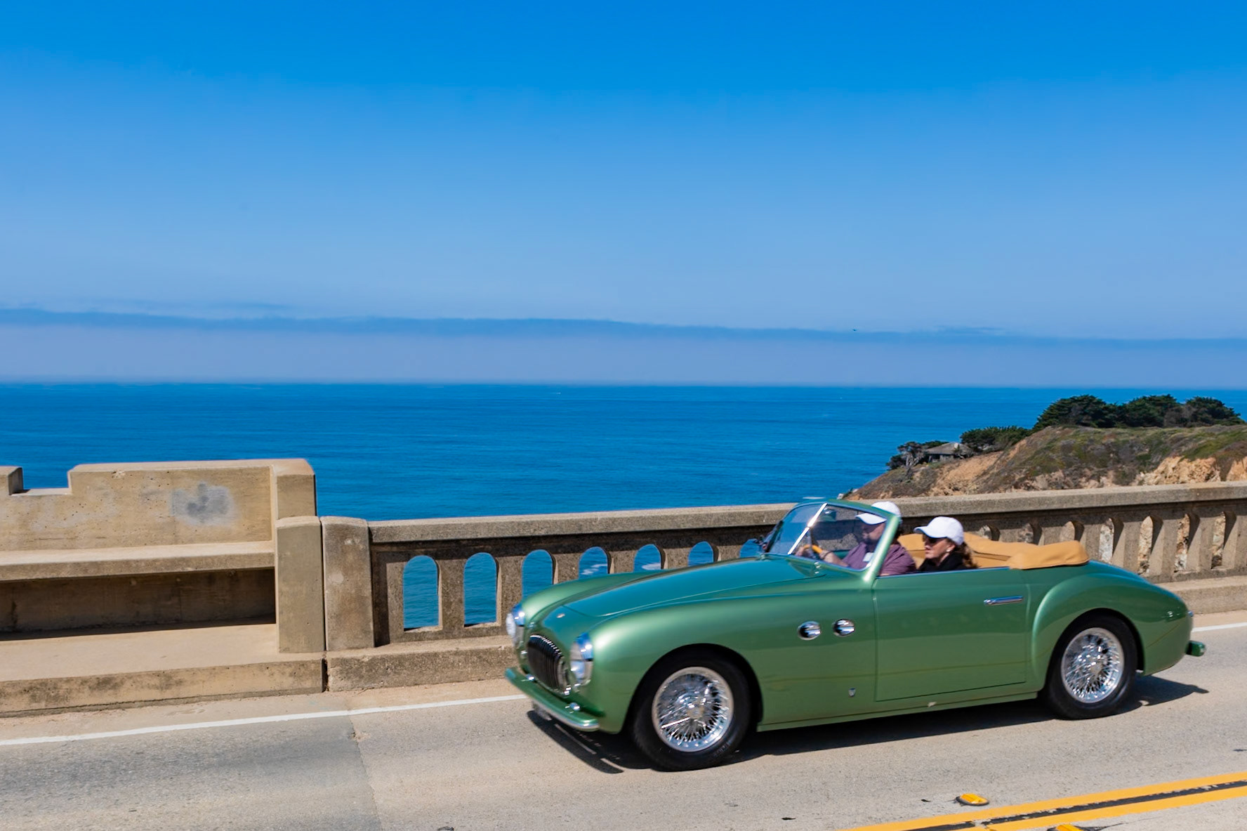 The small Italian automaker Cisitalia was founded by the wealthy industrialist and sportsman Piero Dusio in 1946. His first cars were single-seat racers based on the Fiat 500 Topolino, and several were raced as voiturettes. In 1947 Dusio produced his first road car, the Cisitalia 202, the first of which were coupes styled by Pinin Farina. Later, Vignale bodied a small run of lightweight cabriolets, a few of which were built in steel and aluminum, including this car, a second series model. This car is one of six built by Cisitalia and sent to Uruguay in 1950 for Emilio Fontana, who was the Cisitalia dealer for South America. Its first owner sold the car to a US Air Force pilot in 1959 who kept it until 1970. Then, in 1986, it was sold to an Italian collector, who brought it home to Italy to be restored. Its current owner saw the car in the Mille Miglia Museum in 2013 and purchased it a year later.