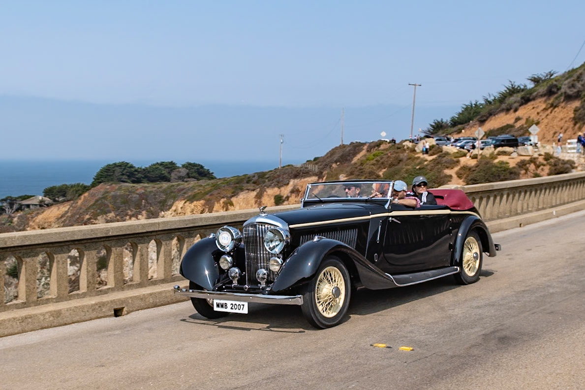 This Derby-built Bentley 3½ Litre was first displayed by Bentley Motors at the Paris Auto Salon in October 1934 with a body built by Henri Binder. While in Paris, the chassis was purchased by another French coachbuilder, Jean Antem, who was based in nearby Courbevoie. Carrosserie Antem was one of the leading French coachbuilders between the wars. The Bentley was acquired on behalf of amateur racing driver Nicky Embiricos, who ordered the Antem body. The car is one of several Derby Bentleys owned by the famous Greek shipping family. When war was declared in 1939, and just before the fall of France, the car was taken to England to be sold. In 1942, the car was purchased by the Maharaja of Talcher, who loaded it onto a troopship and sailed with it to Calcutta. After several other owners, the car was acquired by its current owner in 1972 and restored to its original color scheme in 2013.