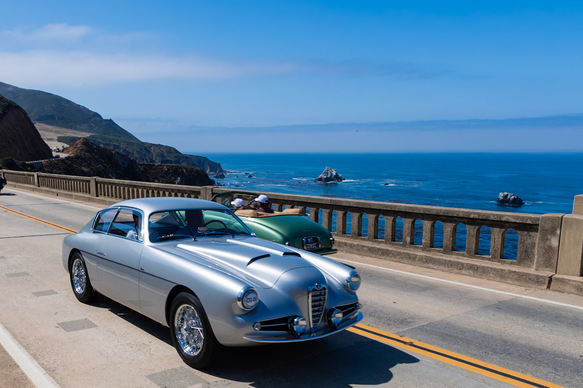 A total of just 41 Alfa Romeo 1900 Corto Super Sport Zagatos were built in the mid-1950s, and this Alfa Romeo (chassis 01947) is one of 28 remaining in existence. The body is made of lightweight aluminum, and the windows, apart from the front windshield, are made of Plexiglas, resulting in a car that is 220 pounds lighter than any of the standard-production 1900s built by Alfa Romeo. Each of the Alfa Romeo 1900 Zagatos is unique, hand-built to a customer’s specification. This car’s first owner, Marco Tonini, raced it in the 1956 Mille Miglia. Then it was sold to Charlie Daniels, an American serviceman in Italy who drove the car in several European rallies, including the one at Monte Carlo, with the Scuderia Aurelia Club. William Kelly, the car’s next owner, also raced it in Europe prior to returning home to South Carolina in 1977. The Zagato has been recently restored to its original Mille Miglia configuration by its fourth owner.