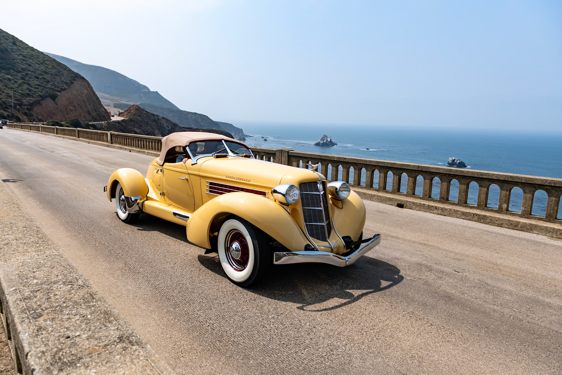 Alan Leamy began work as a designer at Auburn Automobile Company in 1928 and styled the marque’s early speedsters. But the later Auburn 851 Speedster was styled by ex-Duesenberg designer Gordon Buehrig and is considered to be his masterpiece. His Auburn 851/852 Speedsters had pontoon fenders and no running boards. The streamlined 2-seater was powered by a 150 hp supercharged Lycoming 8-cylinder engine and was the first stock American car to be timed at over 100 mph for a 12-hour period. Fresh from its frame-off restoration, this very pure 851 Speedster is shown exactly as it was when new, painted in its original colors and with its correct interior trim. Interestingly, this car was originally owned by one of the Auburn’s test drivers.