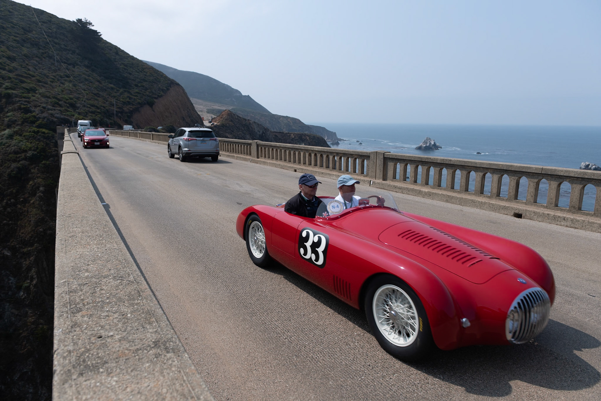 This famous OSCA MT4 (chassis 1122) is the only remaining original MT4 of three built by the factory in the Ernesto Maserati–designed Mille Miglia body style with the in-board headlights. In August 1952, it was the first OSCA to appear on the California racing circuits, having been ordered by Hollywood screenwriter and amateur race driver Randy McDougall. First driven at the Torrey Pines Races, it went on to compete successfully in all the major West Coast races, including three Pebble Beach Road Races. The following year, the car was taken over by another Californian, Al Coppel, who installed the larger OSCA 2SD 1350 cc engine that is still in the car. A series of owners followed in both the United States and Europe. The car was purchased by the current owner in 2010 who has now restored the car to how it first appeared in California.