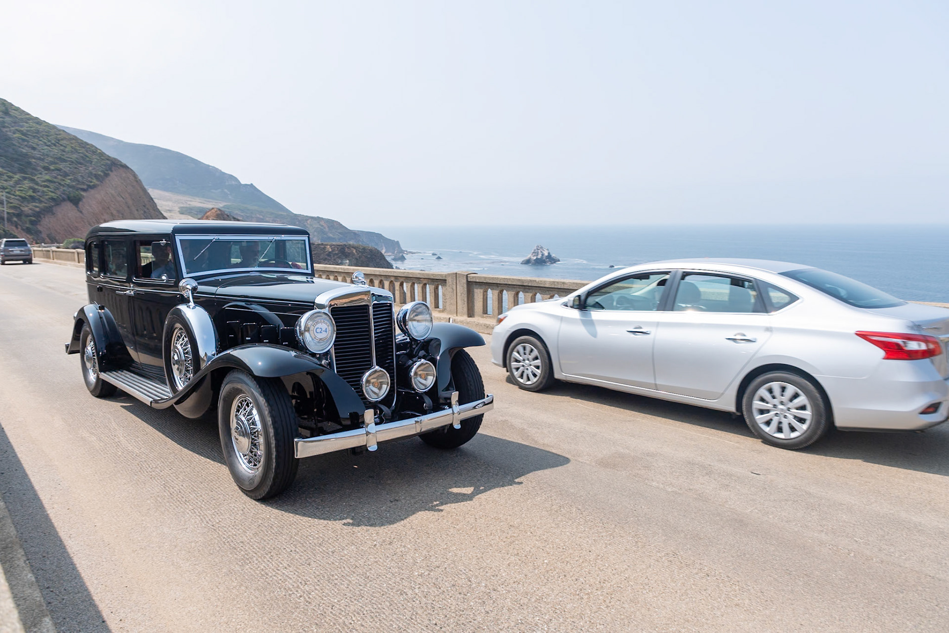 The Marmon V16 engine was first seen at the Chicago Auto Show in November 1930, but due to production delays, the new Marmon Sixteens were not delivered until April of the following year—at the beginning of the Great Depression. Billed as “The World’s Most Advanced Motor Car,” it was a serious competitor to Cadillac’s V-16, which had gone on sale the year before. The new all-aluminum power plant was an engineering marvel as well as a work of art, earning Howard Marmon the annual design achievement award from the Society of Automotive Engineers. The 8-liter, overhead valve, 16-cylinder engine delivered 200 bhp, and a typical V16 with saloon body was capable of driving at over 95 mph. Unfortunately, given the economic downturn, few people could afford this $5,000 luxury automobile, so fewer than 400 cars were produced, and in 1933 the Marmon Motor Car Company went into receivership. This Sixteen is one of around 70 Marmons that have survived. It has just been restored by its multiple-Marmon-owning owner.