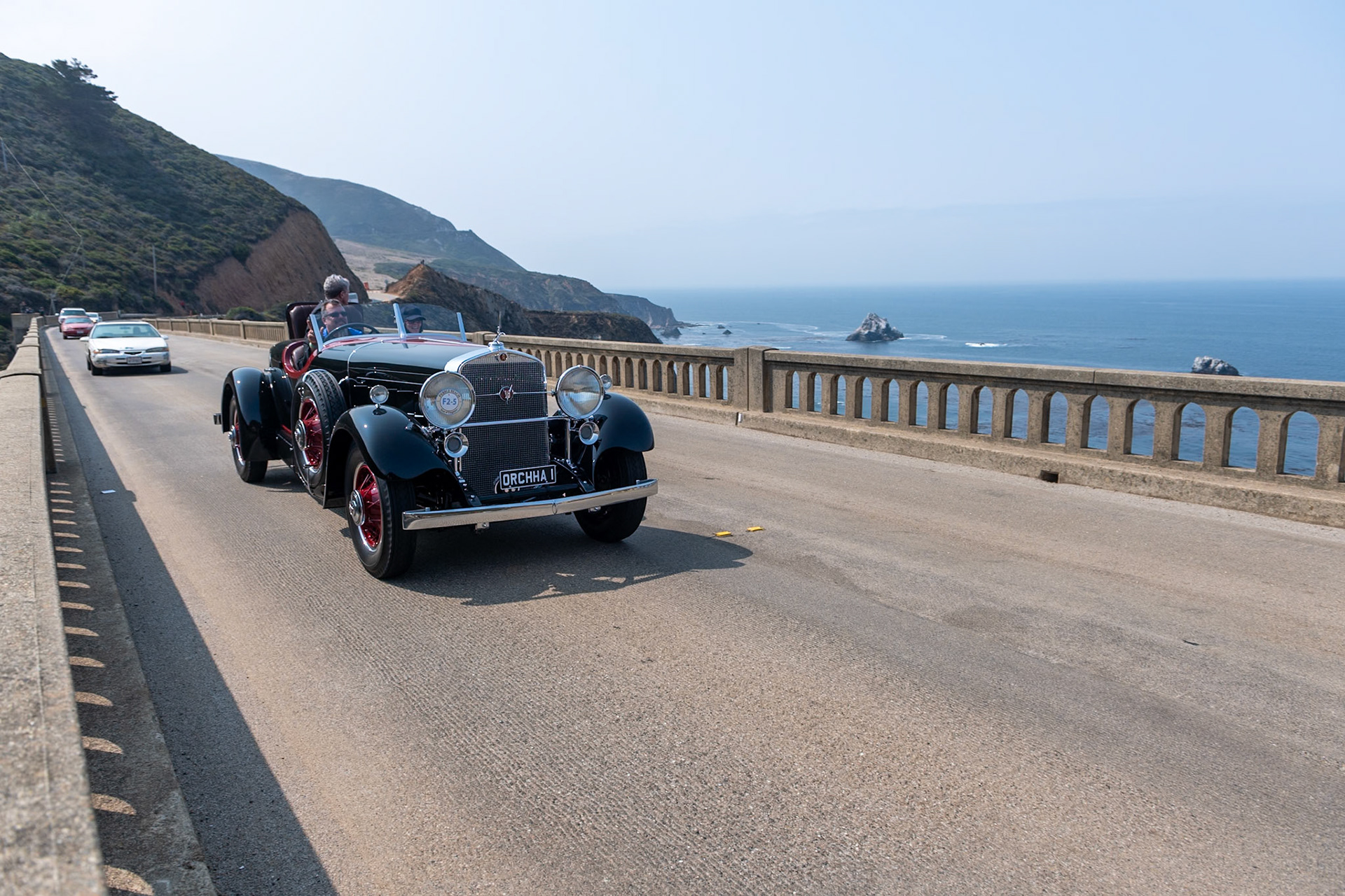 This Cadillac 452A is one of the twenty-one 452 and 452A series chassis built specifically for export in 1931. The V16-engined chassis was ordered by the 32-year-old Maharaja of Orchha through General Motors in Bombay and was one of the first cars to be bodied by Battista Farina at his newly opened Carrozeria Pinin Farina in Turin. The Maharaja was a keen hunter, and the boattail roadster has a raised rumble seat that allows a full 360-degree line of sight for shooting. The car is often described as a tiger hunting car, and it was certainly used for that. In the early 1930s, the car accompanied the Maharaja’s son to England, for his use at college, where it must have caused quite a sensation. The next owner, Indian film director Sheikh Mukhtar, had the car painted pink in the 1960s. The car was exported from India in 1976, and it was acquired by collector Bob Lee in 1988.