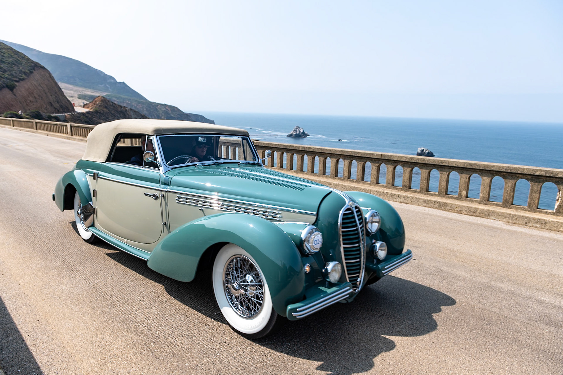 The Delahaye 135 is an important French automobile, bridging the prewar and postwar periods of engineering. The 135 M boasted a brand-new chassis with the prewar 3.6-liter, 6-cylinder engine first seen in the Delahaye Type 138. The 135 M continued to be available alongside the newer Delahaye 235 until the demise of the company in 1954. This 135 M cabriolet (chassis 801221) was bodied by Alphonse Guilloré, a small coachbuilder from the Courbevoie-sur-Seine suburb of Paris. Its subtle lines create a balance between the extravagant work of Jacques Saoutchik and the more restrained designs of Henri Chapron. The early history of this car is unknown, but by the early 1960s it was owned by designer Brooks Stevens and displayed in his museum in Mequon, Wisconsin. Later the car was sold to Richard Adatto, who restored it for the 1984 Pebble Beach Concours, where it was named First in Class. The Delahaye then completed the Monte Carlo Rallye Historique in 1985. It was sold to its current owner in 2016 and has now been freshly restored.